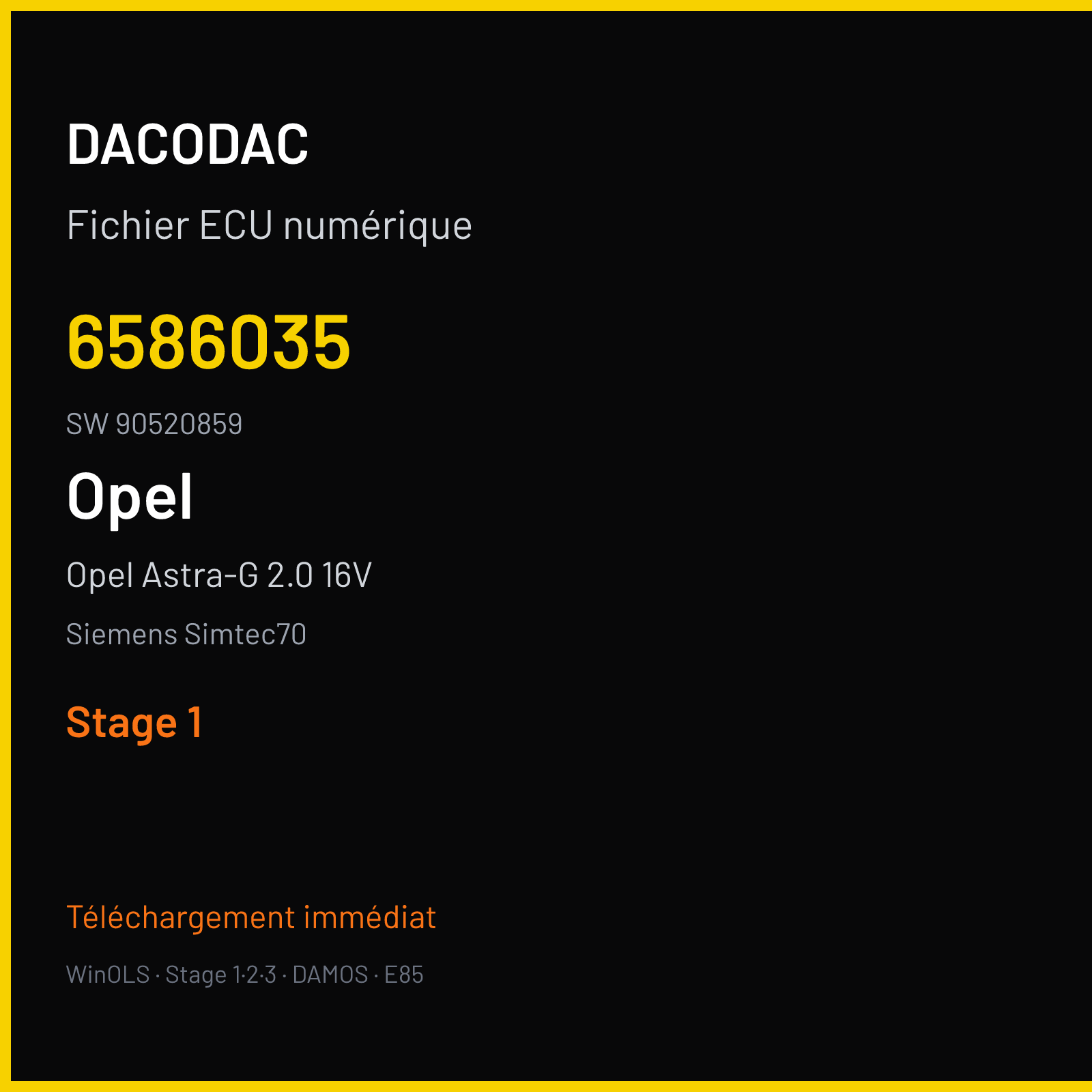 Opel Astra-G 2.0 16V 136 ch (2002) — Siemens Simtec70 — 6586035 · 90520859 · 072082 — Stage 1