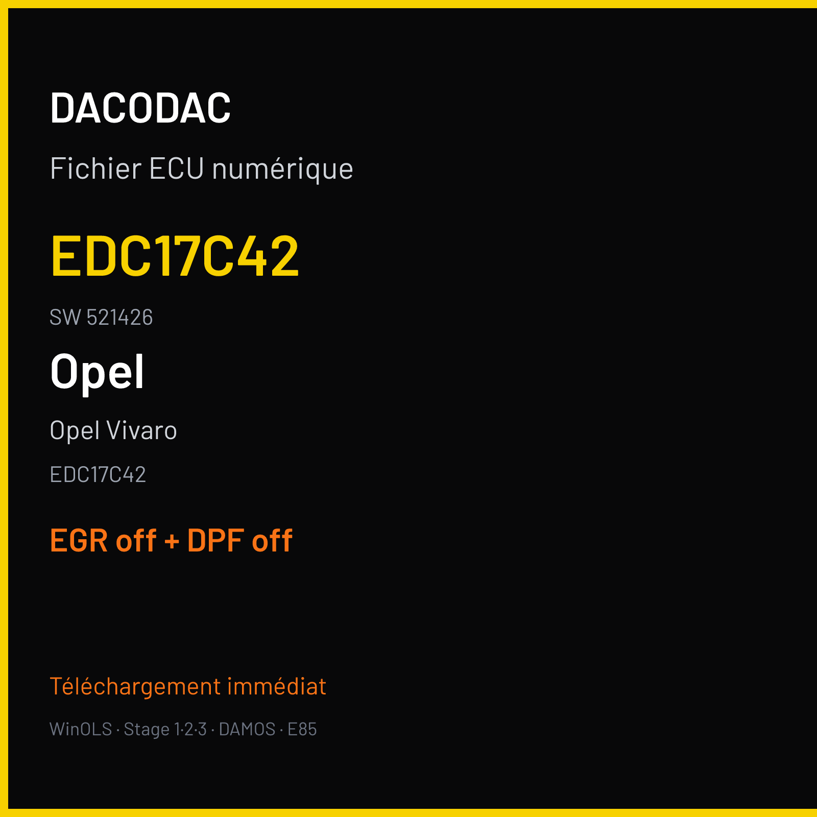 Opel Vivaro (2015) — EDC17C42 — EDC17C42 · 521426 — EGR off + DPF off