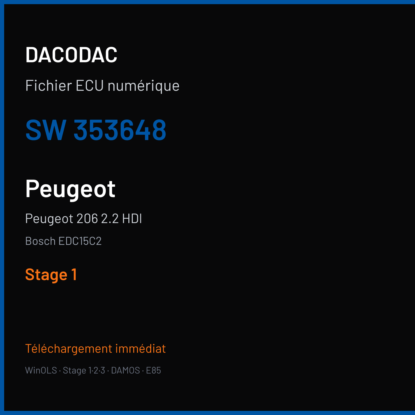 Peugeot 206 2.2 HDI (2002) — Bosch EDC15C2 — 353648 — Stage 1