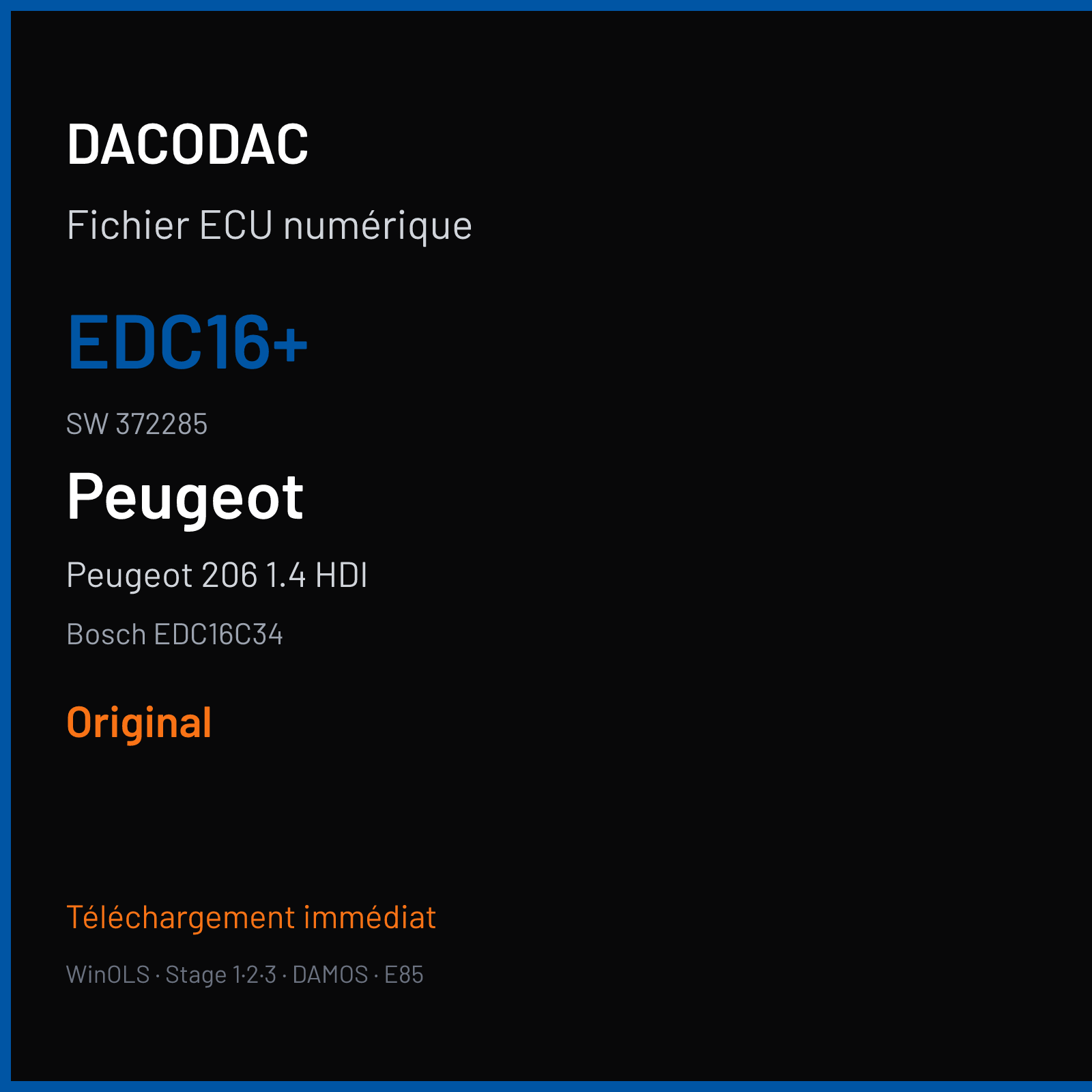 Peugeot 206 1.4 HDI (2007) — Bosch EDC16C34 — EDC16+ · 372285 — Original