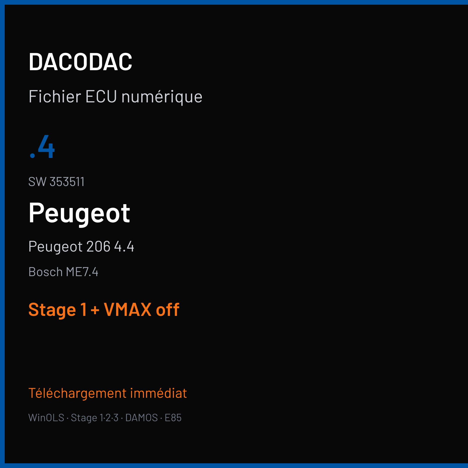 Peugeot 206 4.4 (2006) — Bosch ME7.4 — .4 · 353511 — Stage 1 + VMAX off