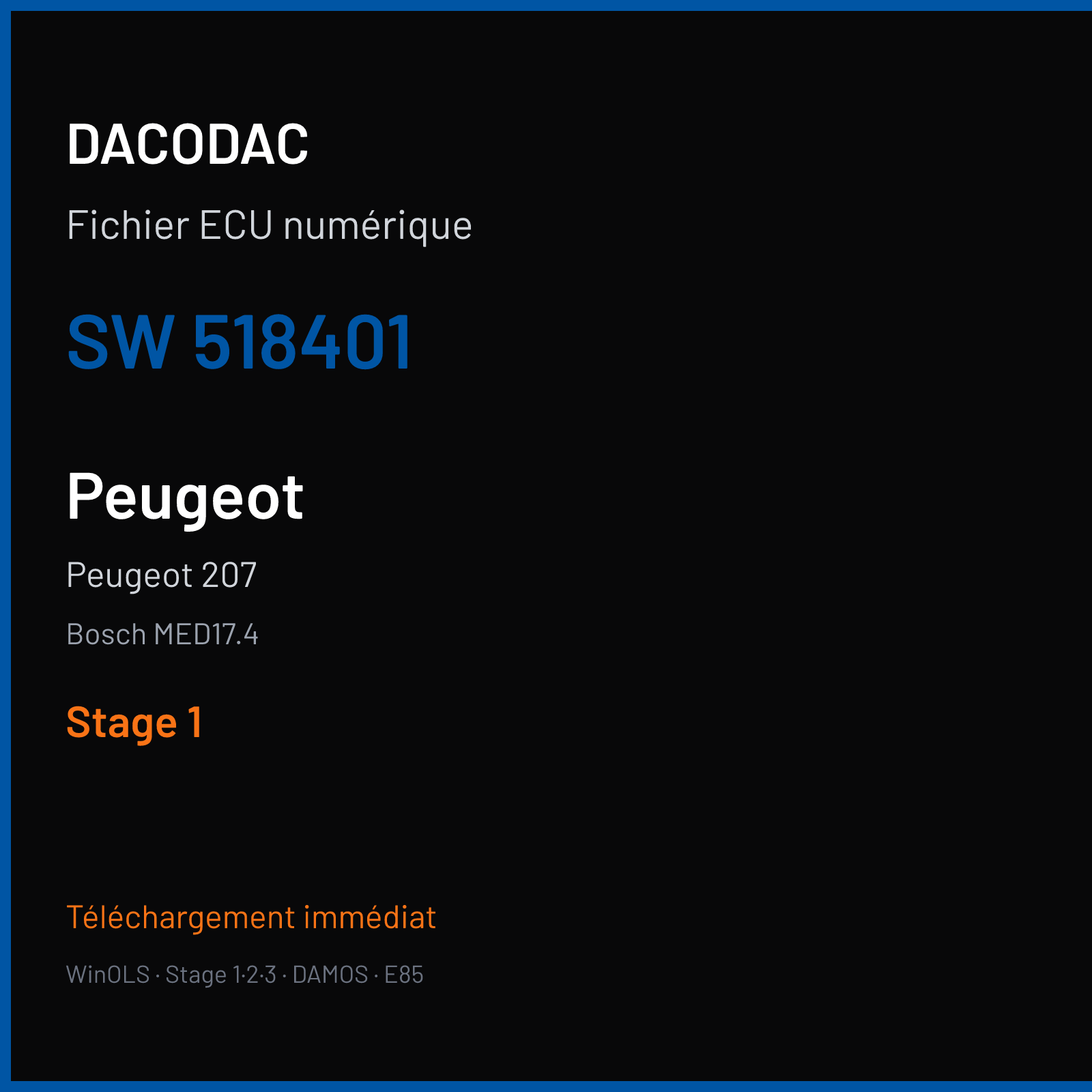 Peugeot 207 — Bosch MED17.4 — 518401 — Stage 1