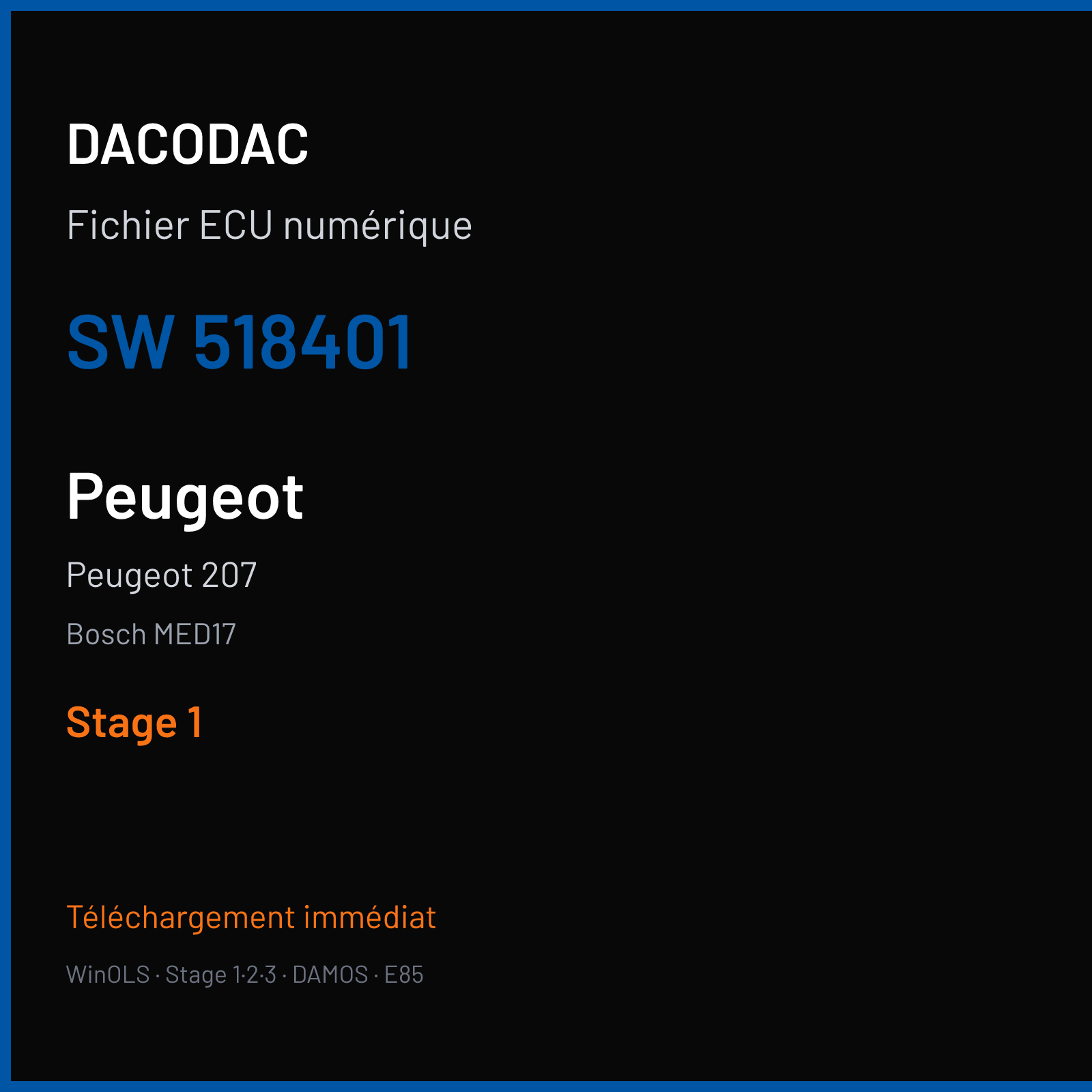 Peugeot 207 (2010) — Bosch MED17 — 518401 — Stage 1