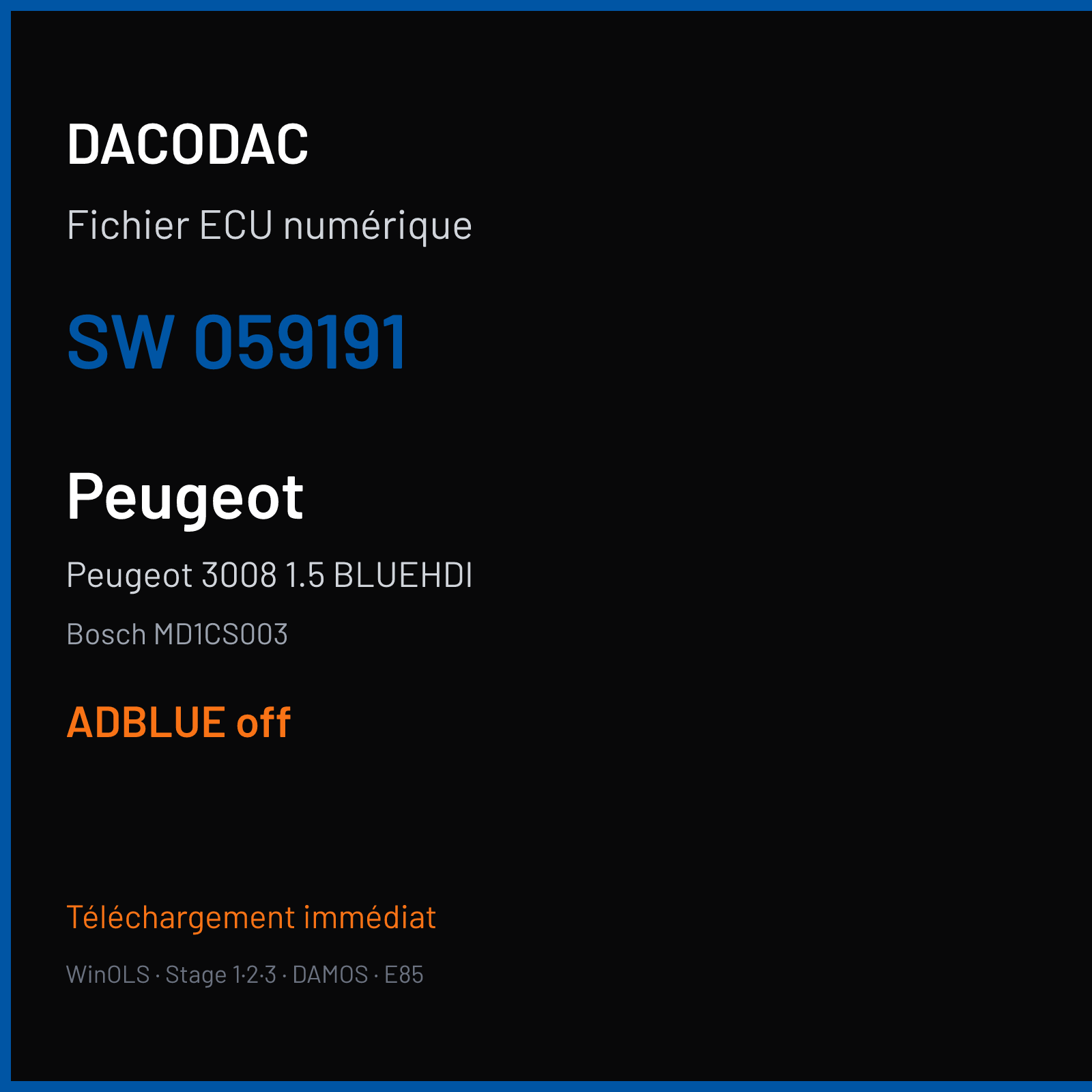Peugeot 3008 1.5 BLUEHDI (2020) — Bosch MD1CS003 — 059191 — ADBLUE off