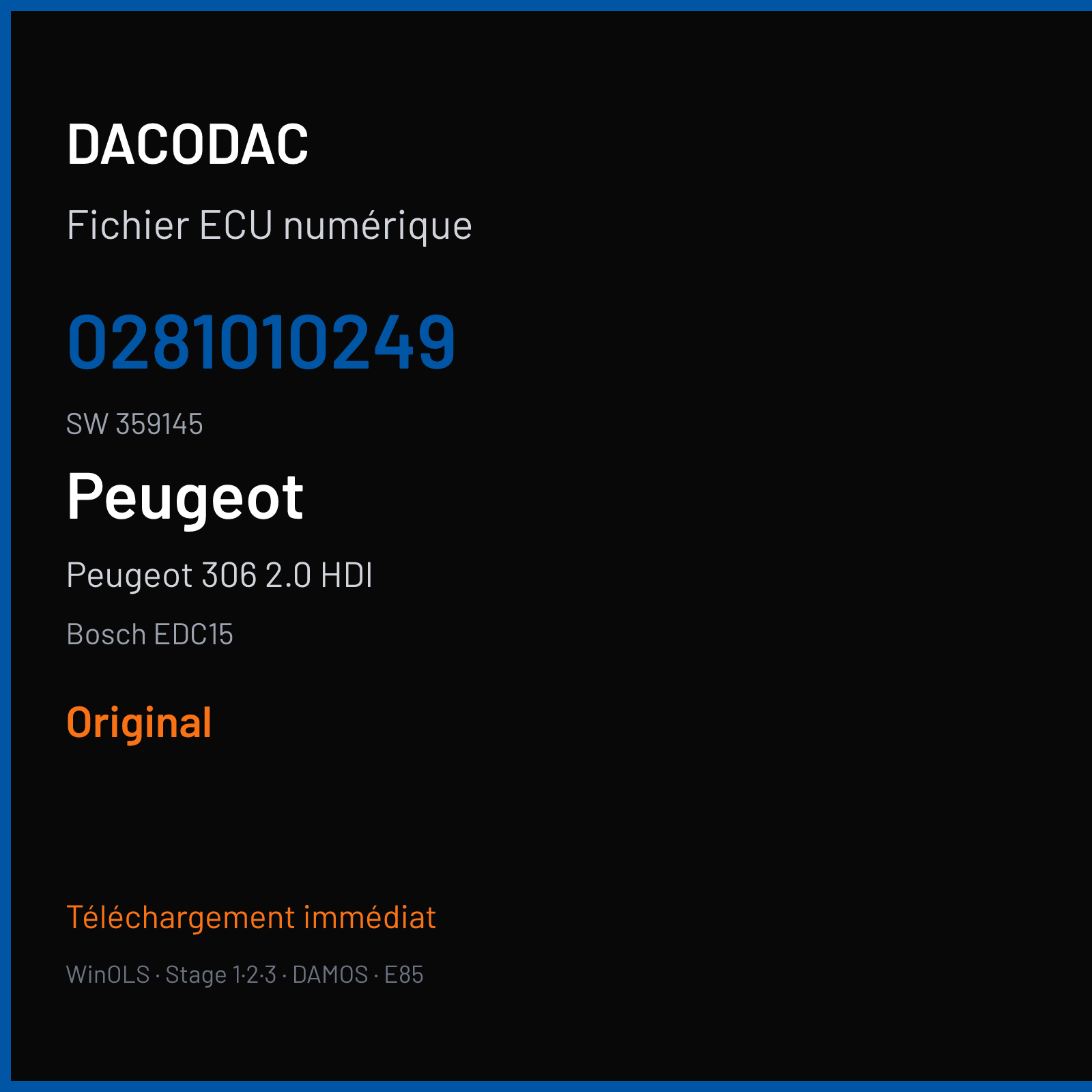 Peugeot 306 2.0 HDI (2002) — Bosch EDC15 — 0281010249 · 359145 — Original