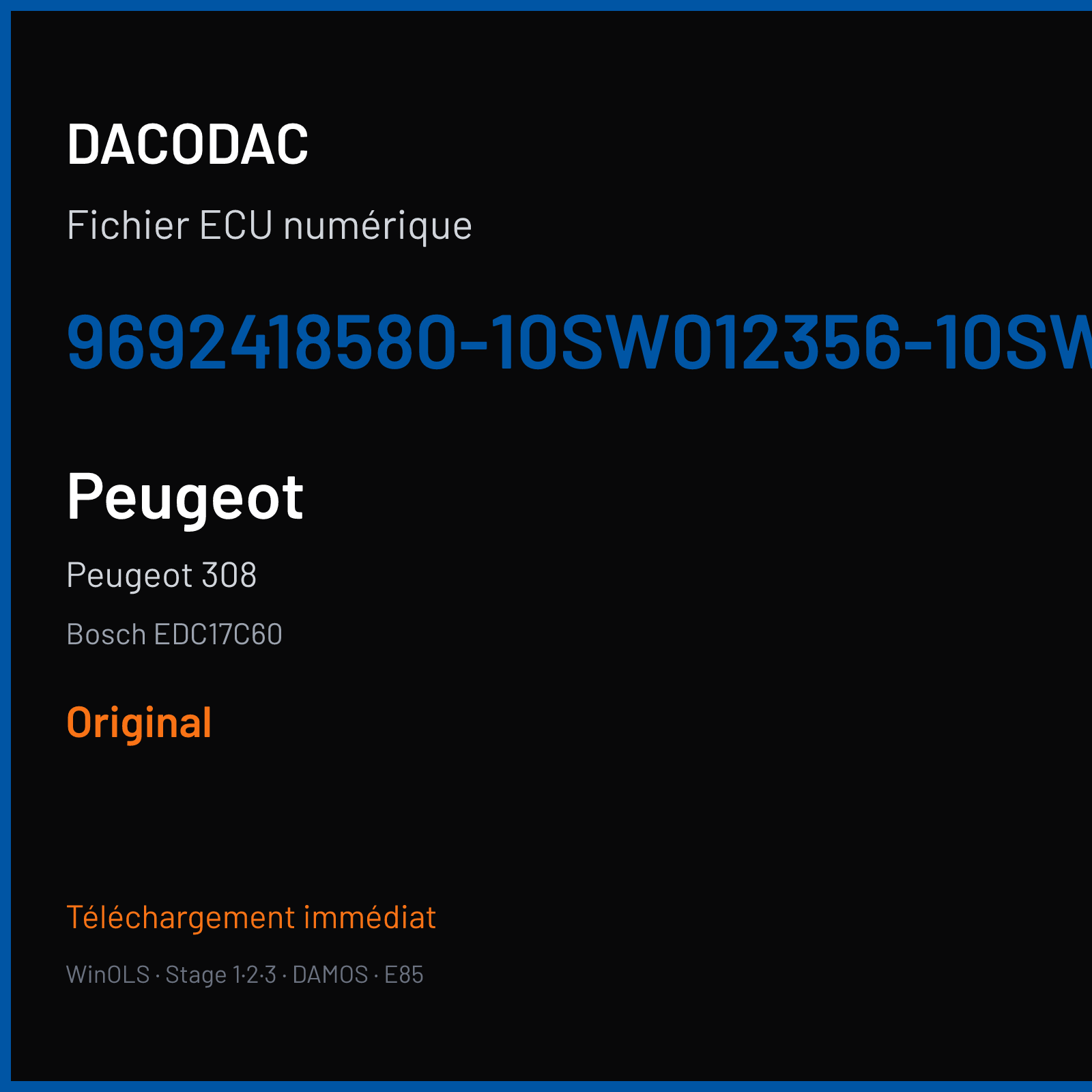 Peugeot 308 (2014) — Bosch EDC17C60 — 9692418580-10SW012356-10SW012356 — Original