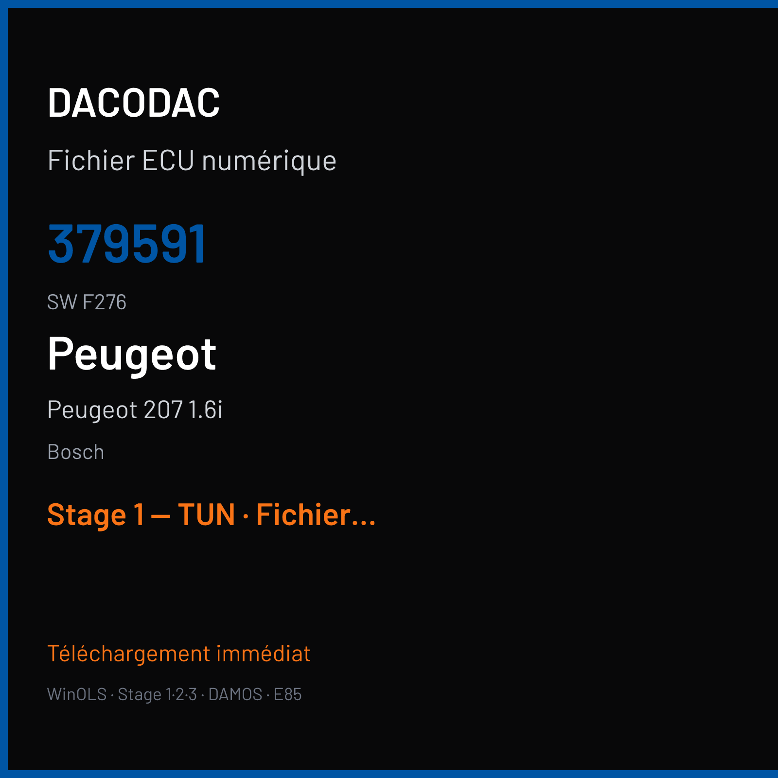Peugeot 207 1.6i — Bosch — 379591 · F276 — Stage 1 — TUN