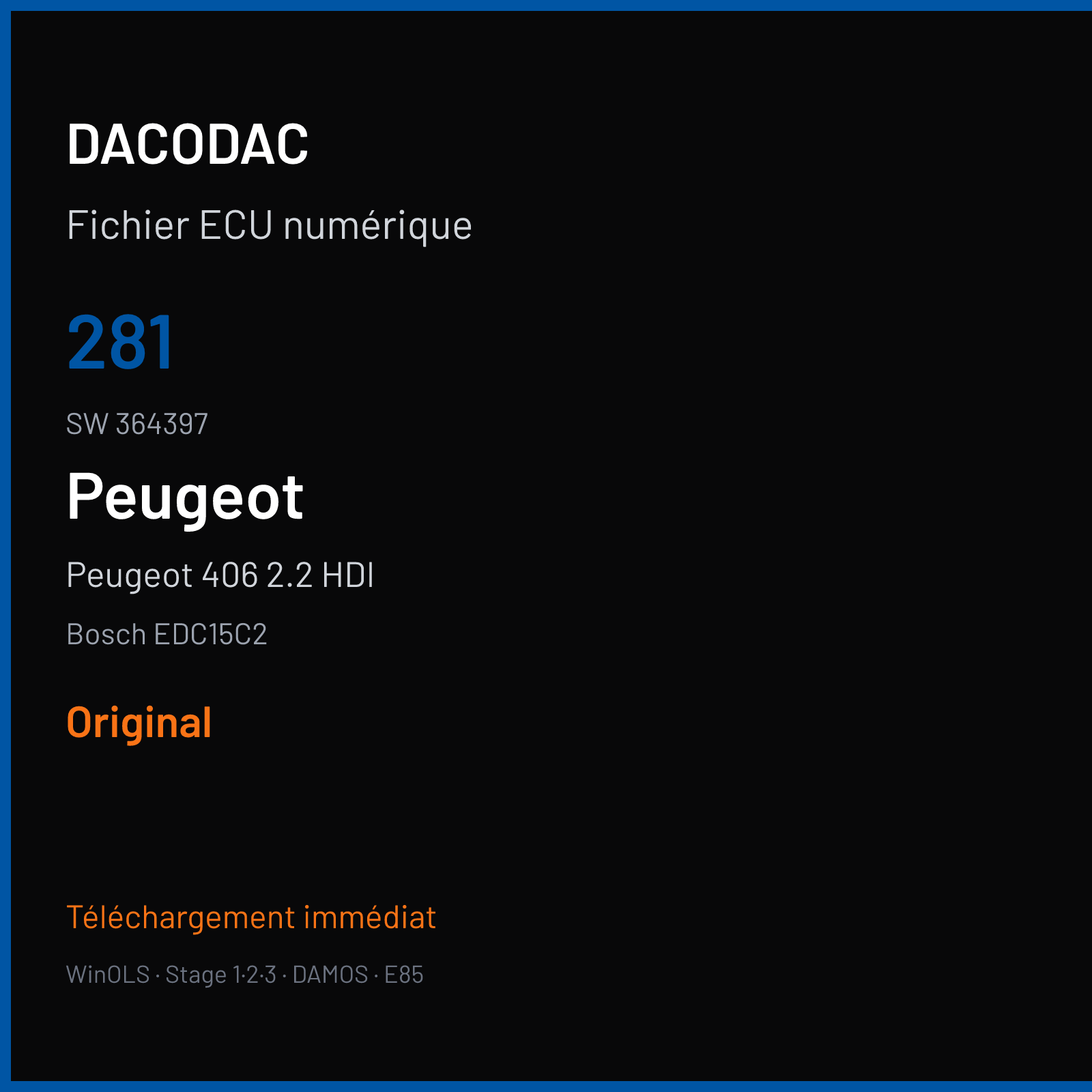 Peugeot 406 2.2 HDI (2003) — Bosch EDC15C2 — 281 · 364397 — Original