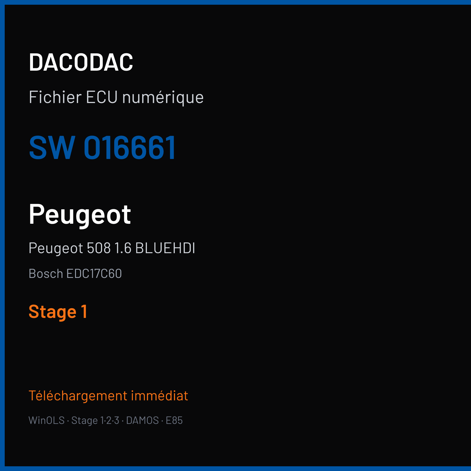 Peugeot 508 1.6 BLUEHDI (2018) — Bosch EDC17C60 — 016661 — Stage 1