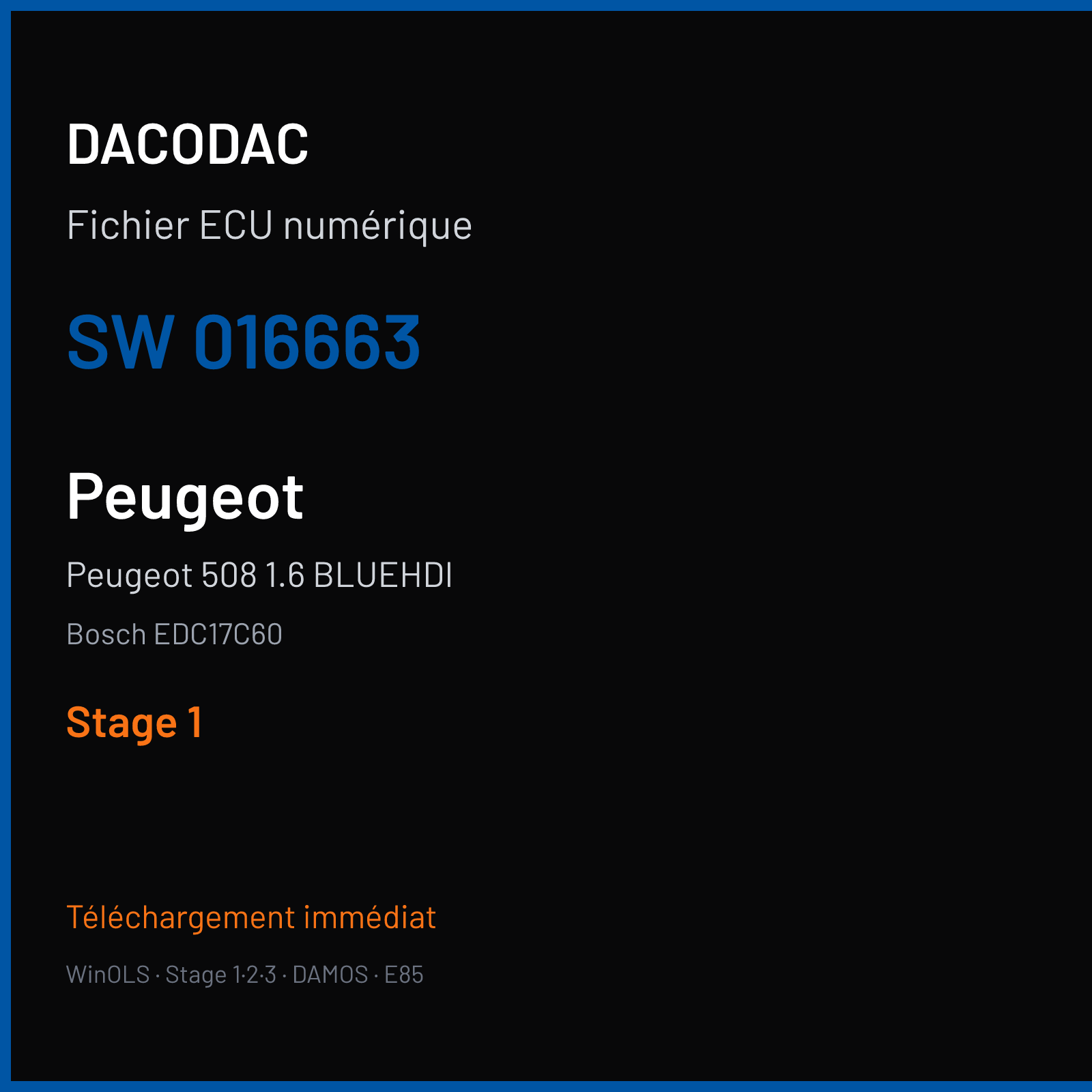 Peugeot 508 1.6 BLUEHDI (2014) — Bosch EDC17C60 — 016663 — Stage 1