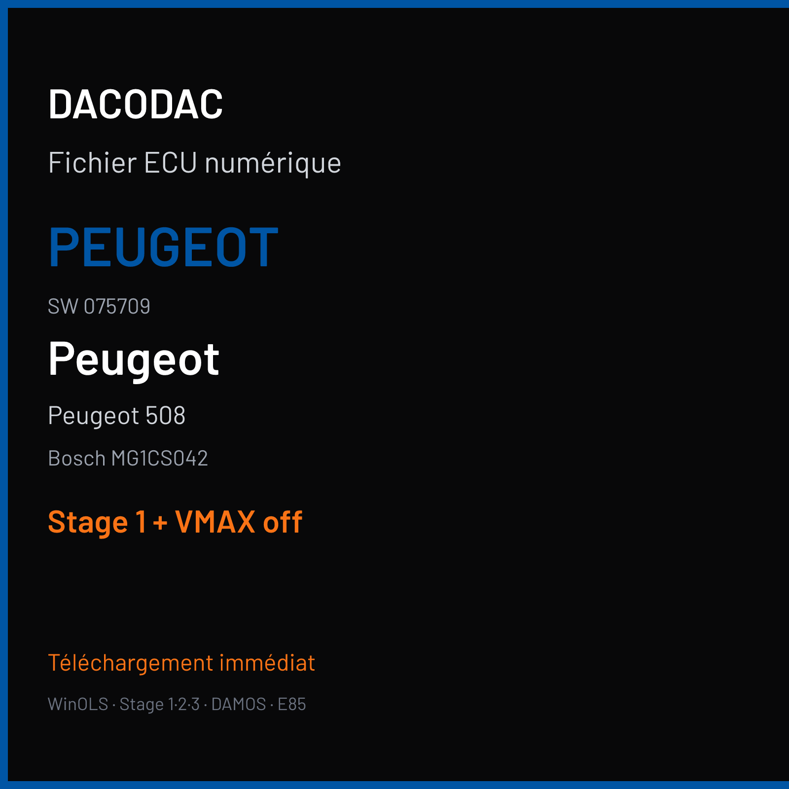 Peugeot 508 — Bosch MG1CS042 — PEUGEOT · 075709 — Stage 1 + VMAX off