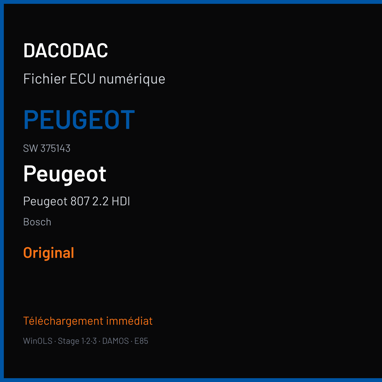 Peugeot 807 2.2 HDI (2003) — Bosch — PEUGEOT · 375143 — Original