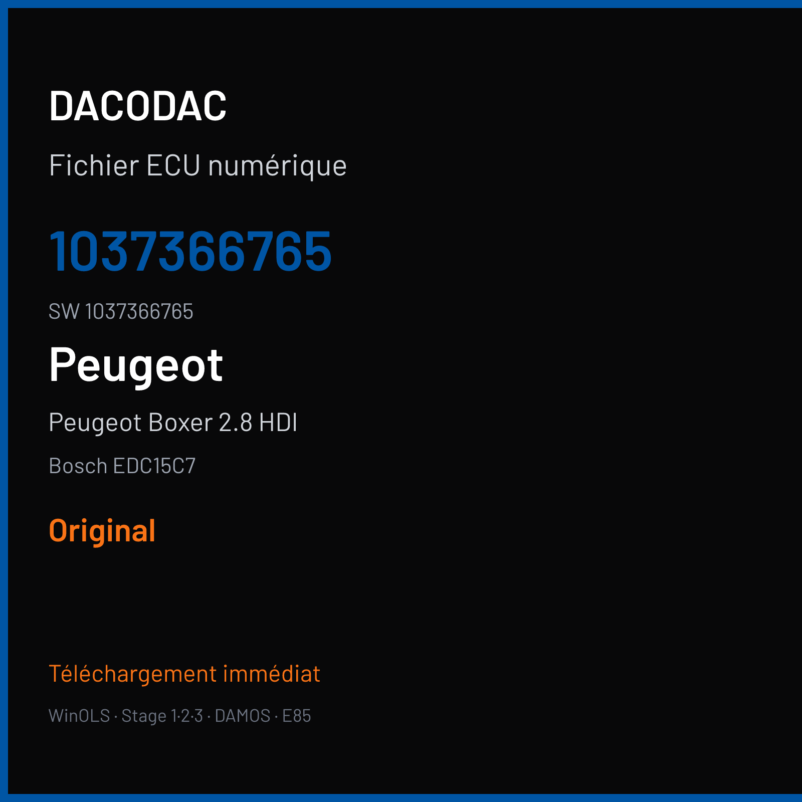 Peugeot Boxer 2.8 HDI (2005) — Bosch EDC15C7 — 1037366765 · 1037366765 — Original