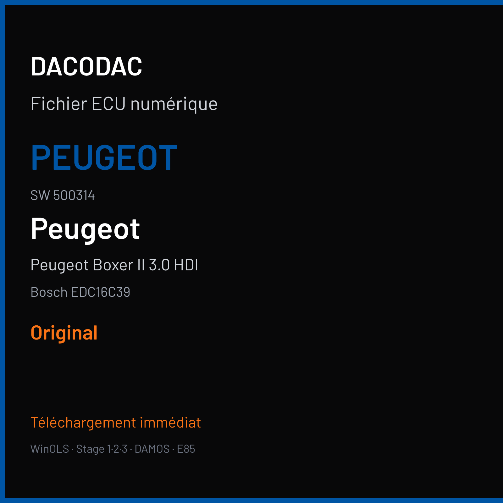 Peugeot Boxer II 3.0 HDI (2007) — Bosch EDC16C39 — PEUGEOT · 500314 — Original