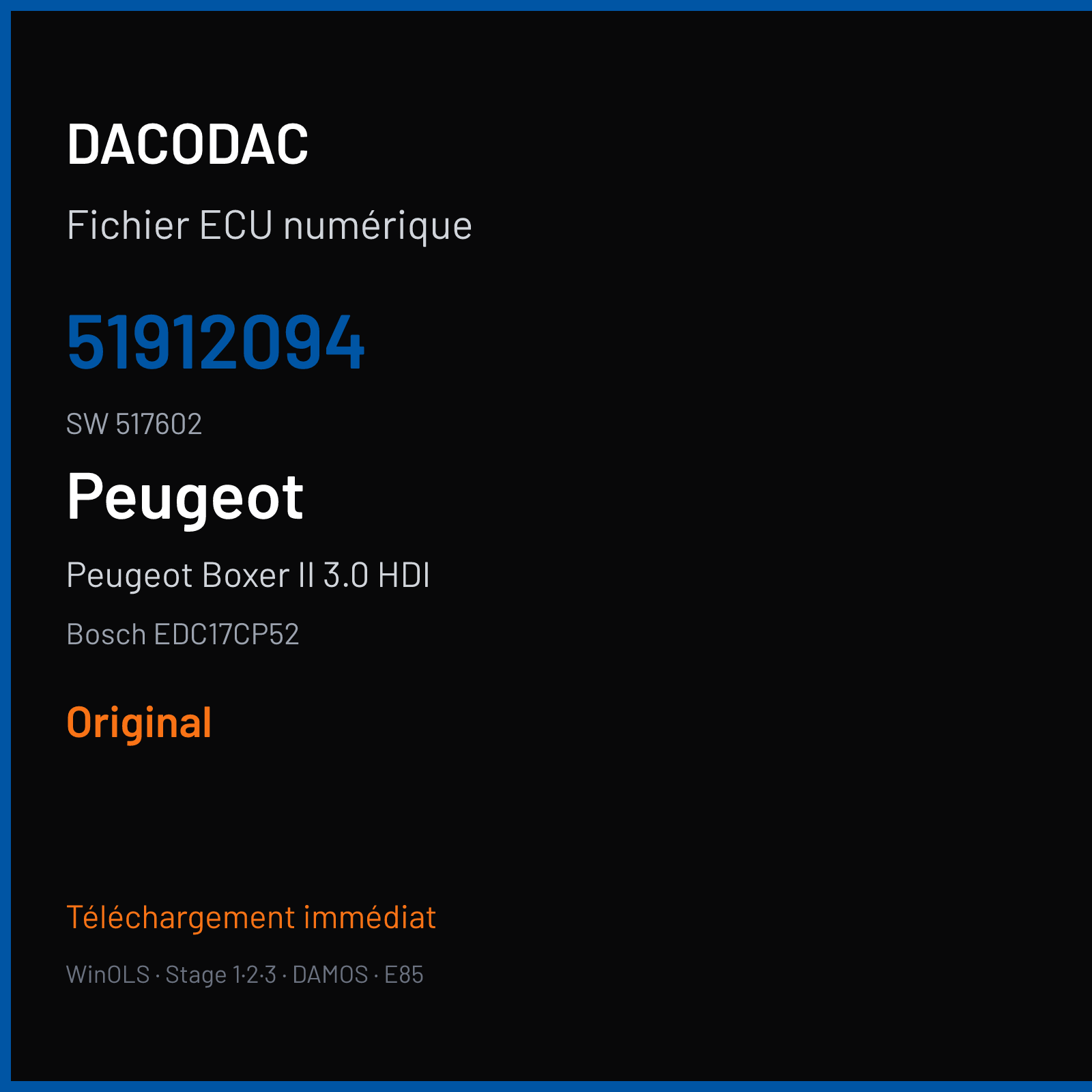 Peugeot Boxer II 3.0 HDI (2011) — Bosch EDC17CP52 — 51912094 · 517602 — Original