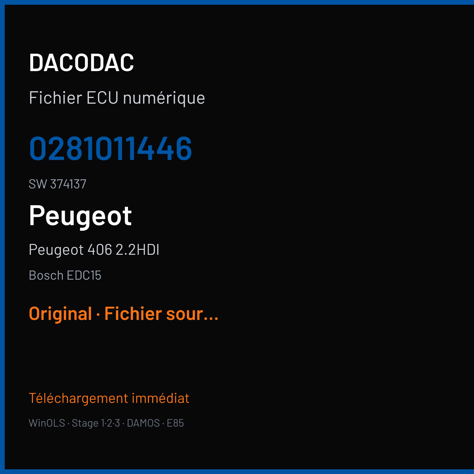 Peugeot 406 2.2HDI (2002) — Bosch EDC15 — 0281011446 · 374137 — Original