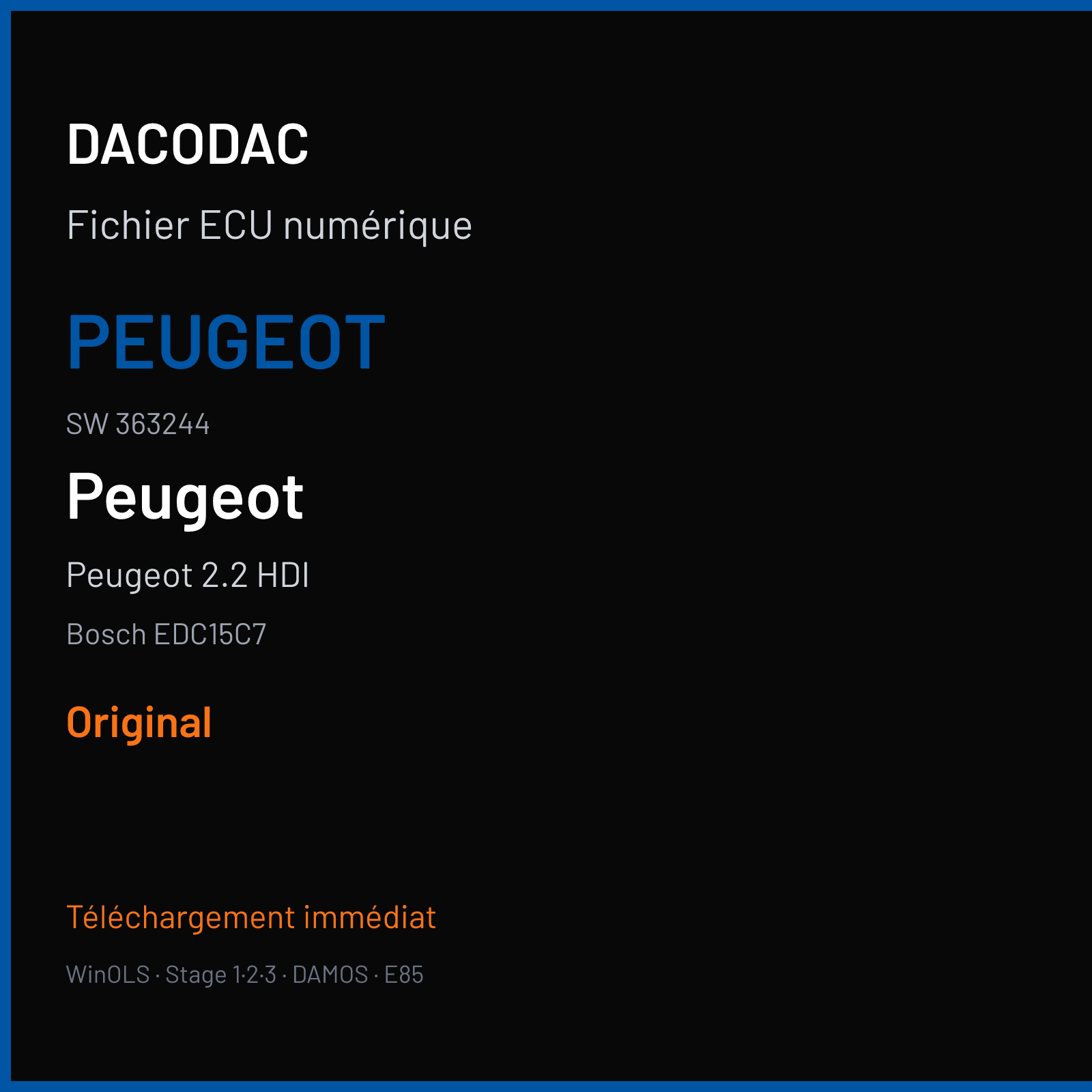 Peugeot 2.2 HDI (2003) — Bosch EDC15C7 — PEUGEOT · 363244 — Original