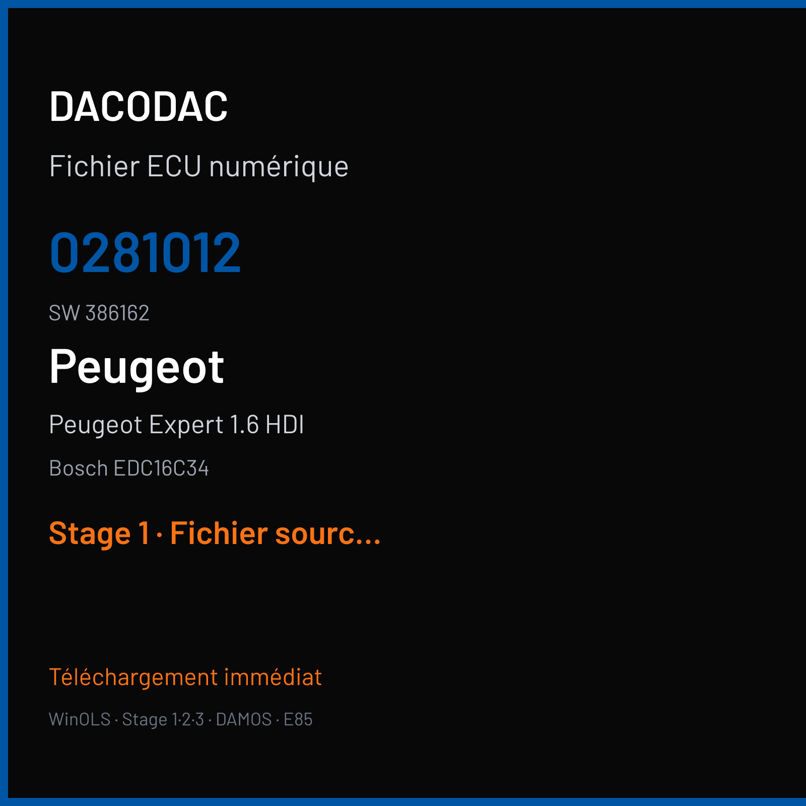 Peugeot Expert 1.6 HDI (2007) — Bosch EDC16C34 — 0281012 · 386162 — Stage 1