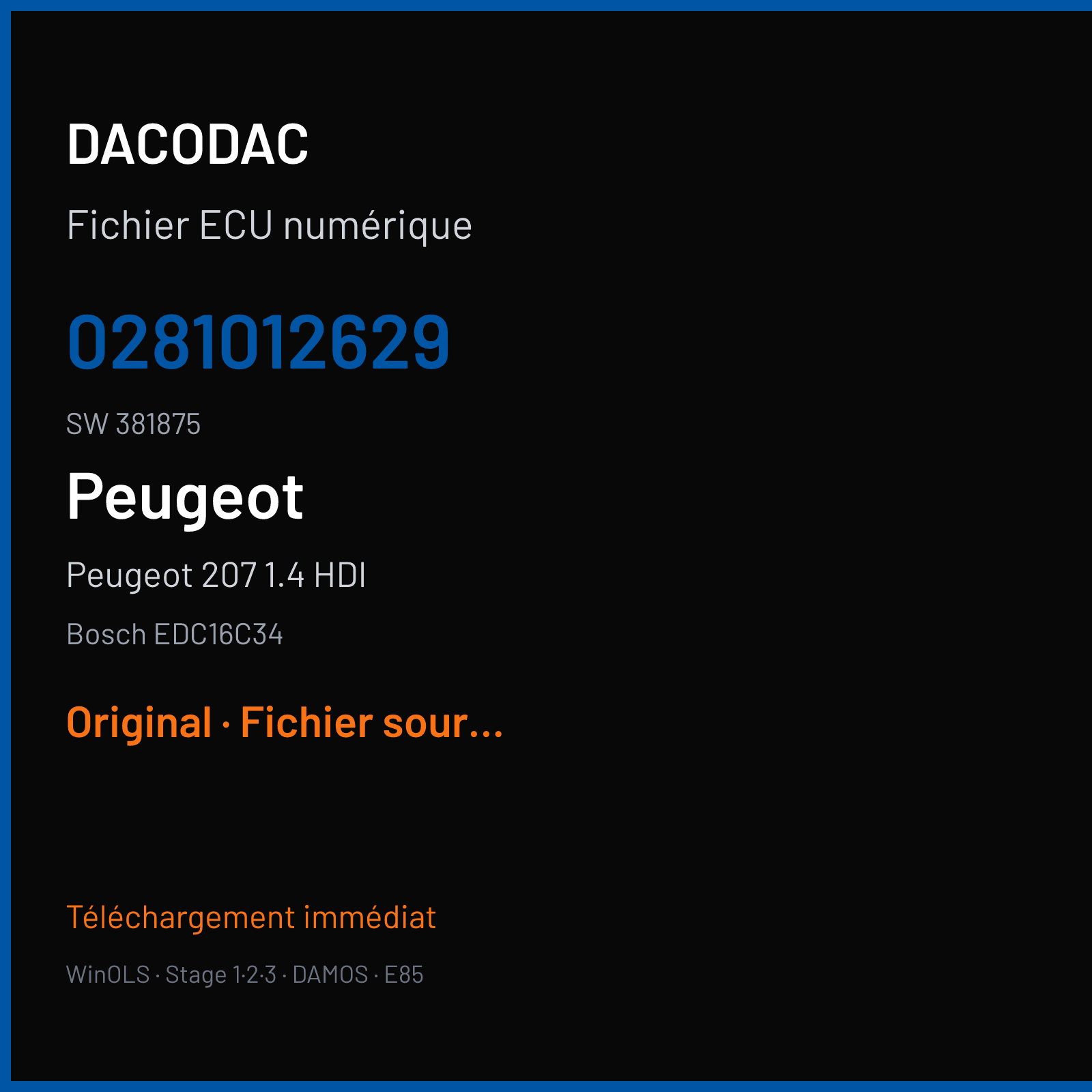 Peugeot 207 1.4 HDI (2006) — Bosch EDC16C34 — 0281012629 · 381875 — Original