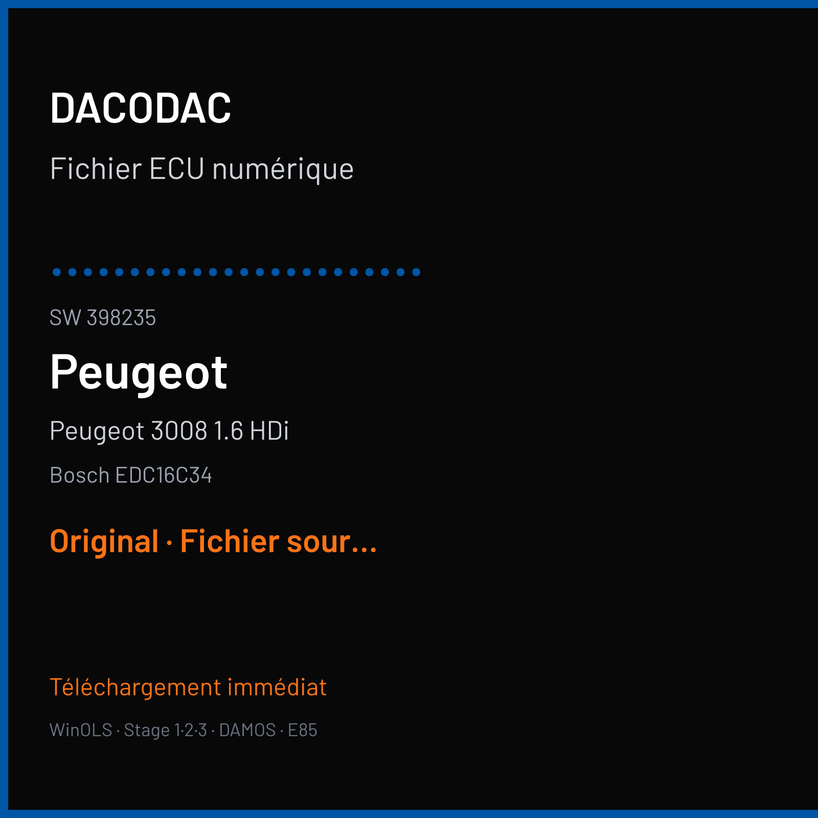 Peugeot 3008 1.6 HDi (2009) — Bosch EDC16C34 — ........................ · 398235 — Original