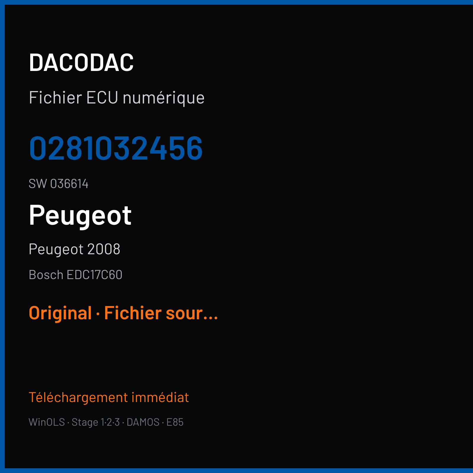 Peugeot 2008 (2008) — Bosch EDC17C60 — 0281032456 · 036614 — Original
