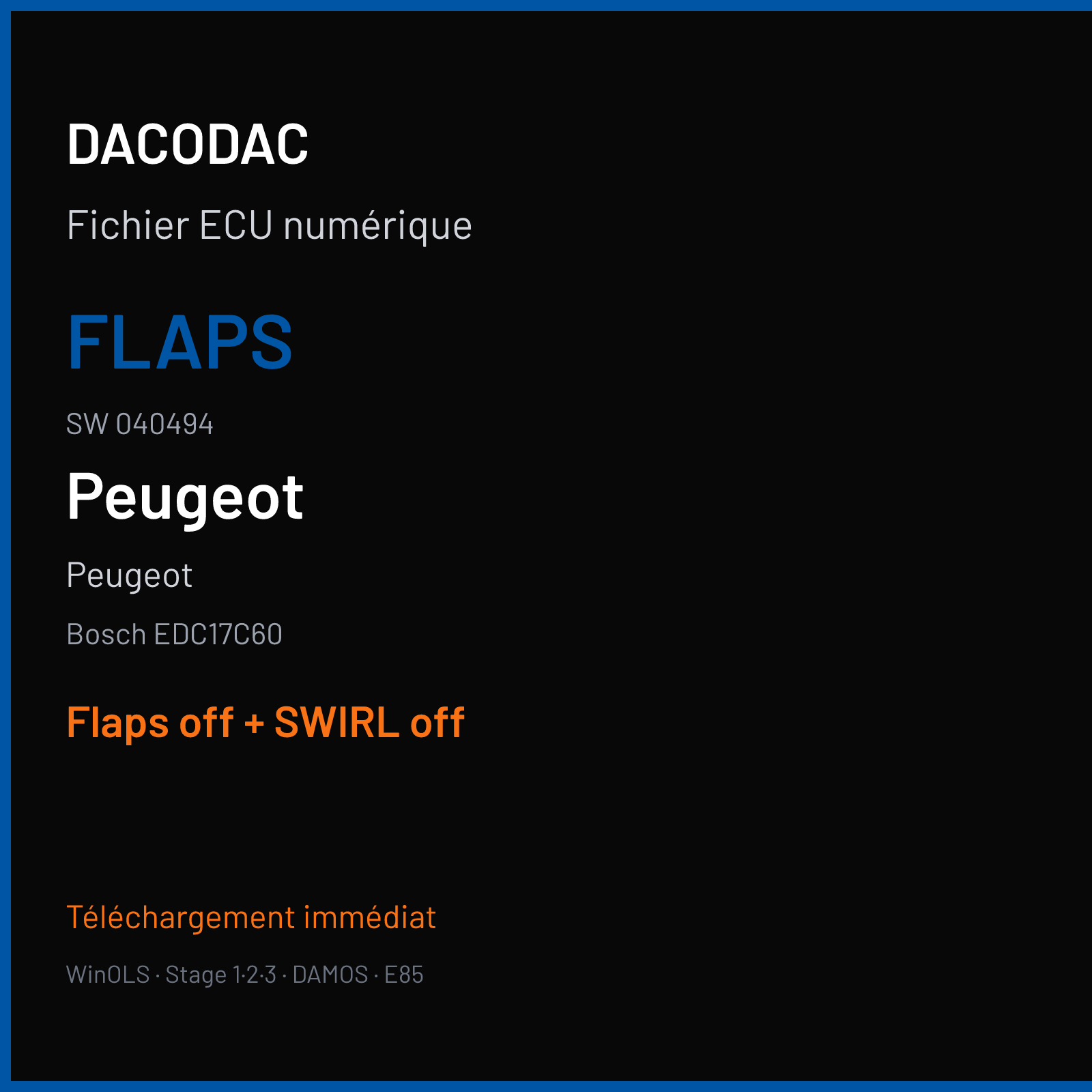 Peugeot — Bosch EDC17C60 — 040494 — Flaps off + SWIRL off