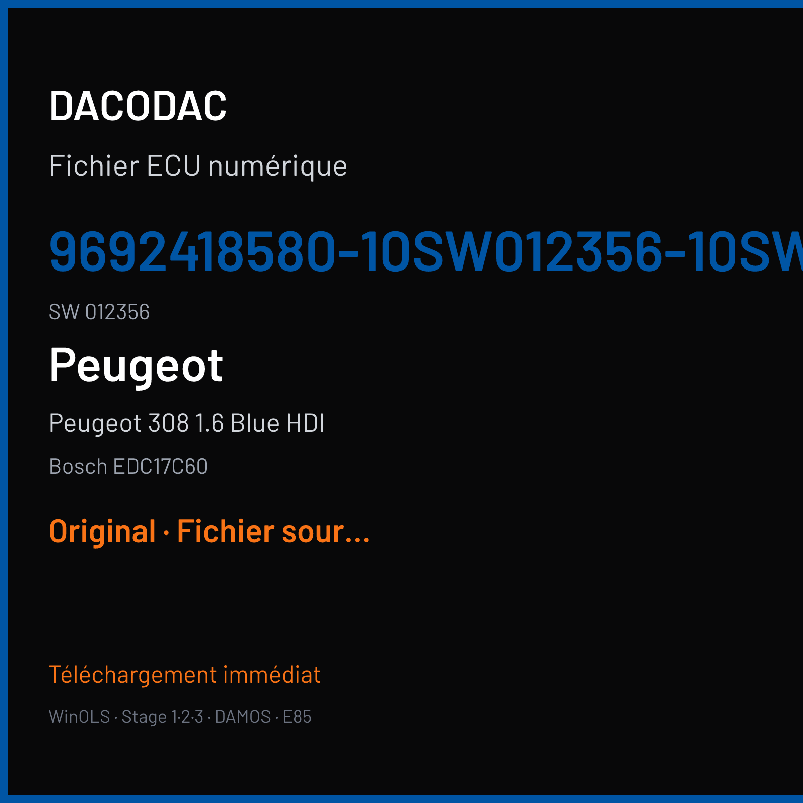 Peugeot 308 1.6 Blue HDI (2014) — Bosch EDC17C60 — 9692418580-10SW012356-10SW012356 · 012356 — Original