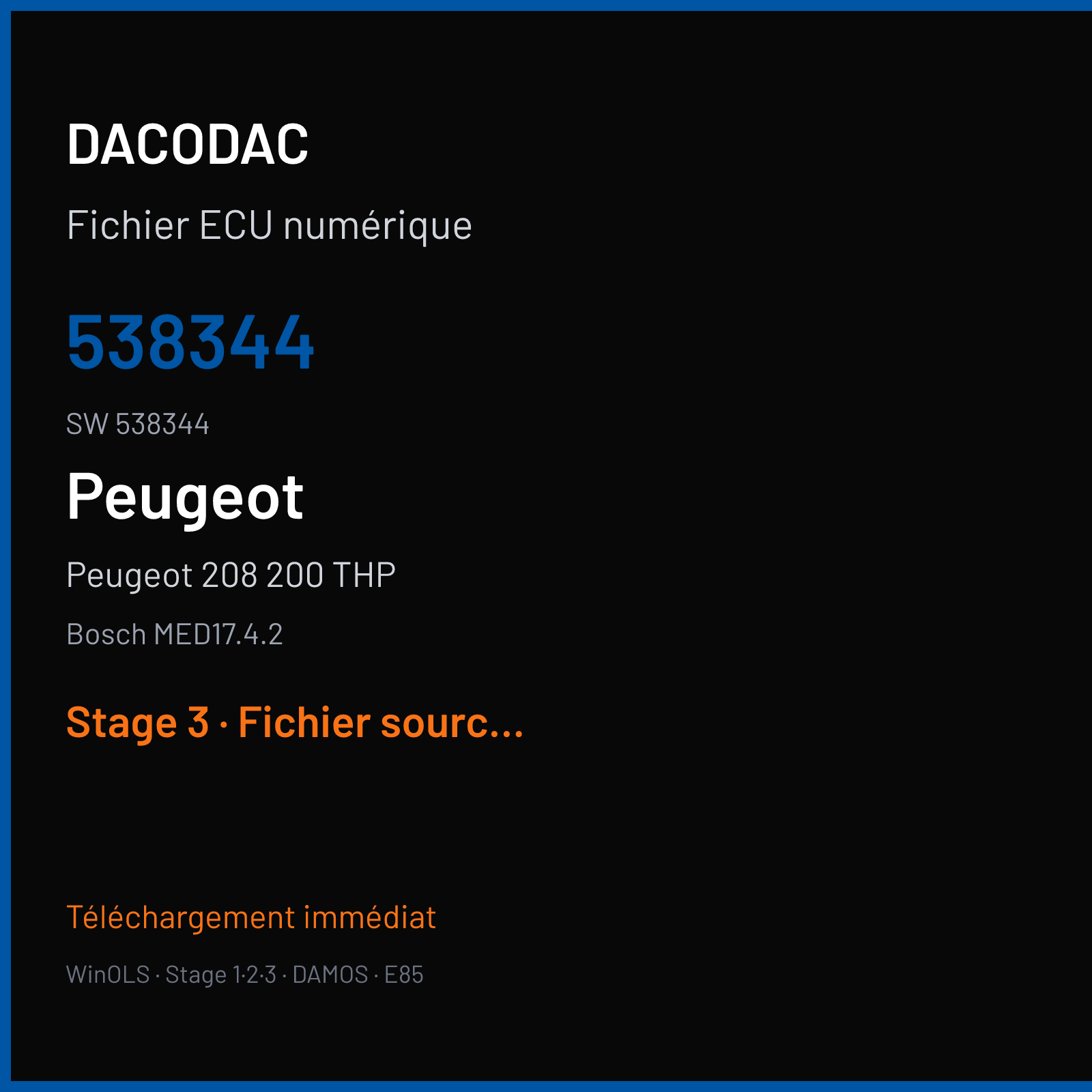Peugeot 208 200 THP (2013) — Bosch MED17.4.2 — 538344 · 538344 — Stage 3