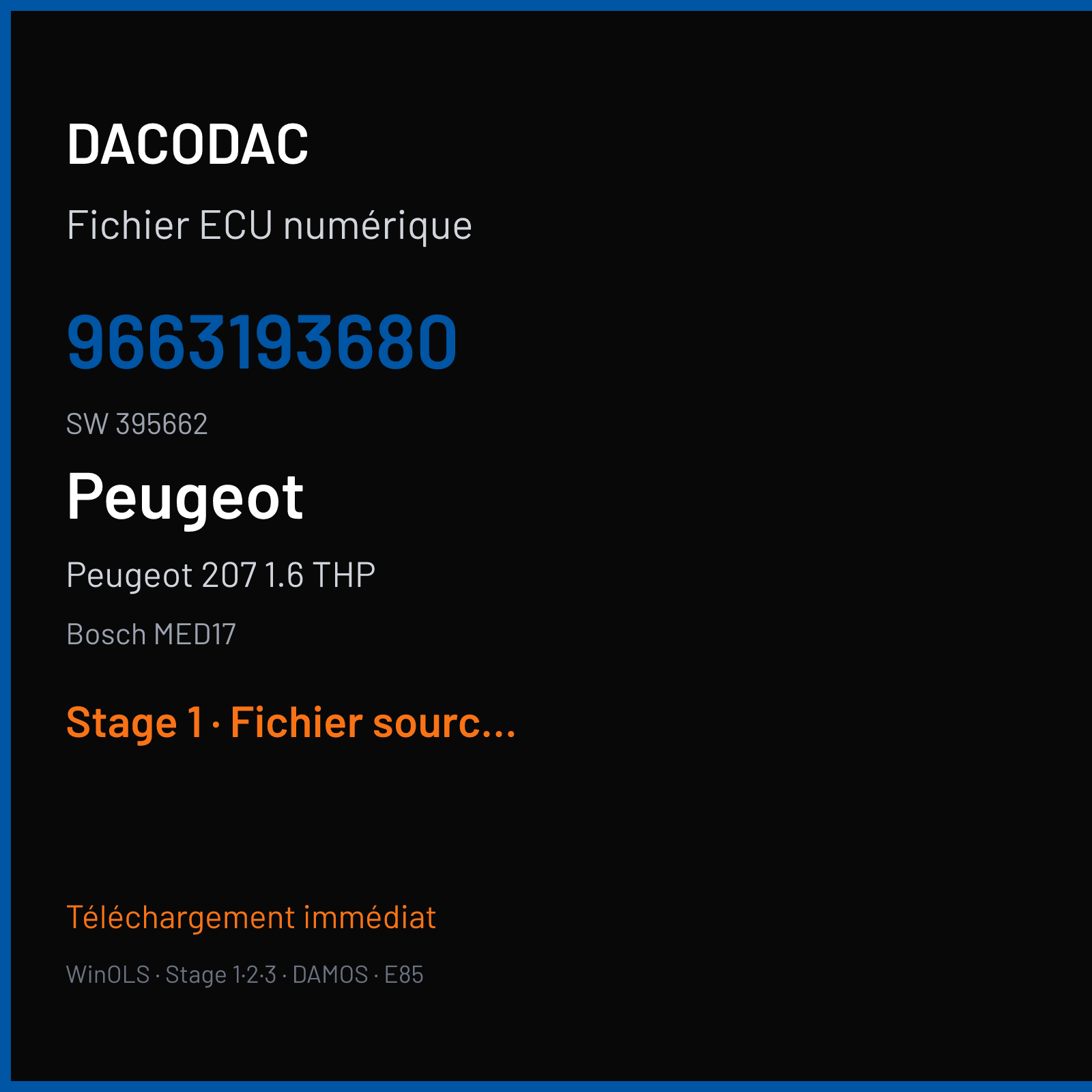 Peugeot 207 1.6 THP (2008) — Bosch MED17 — 9663193680 · 395662 — Stage 1