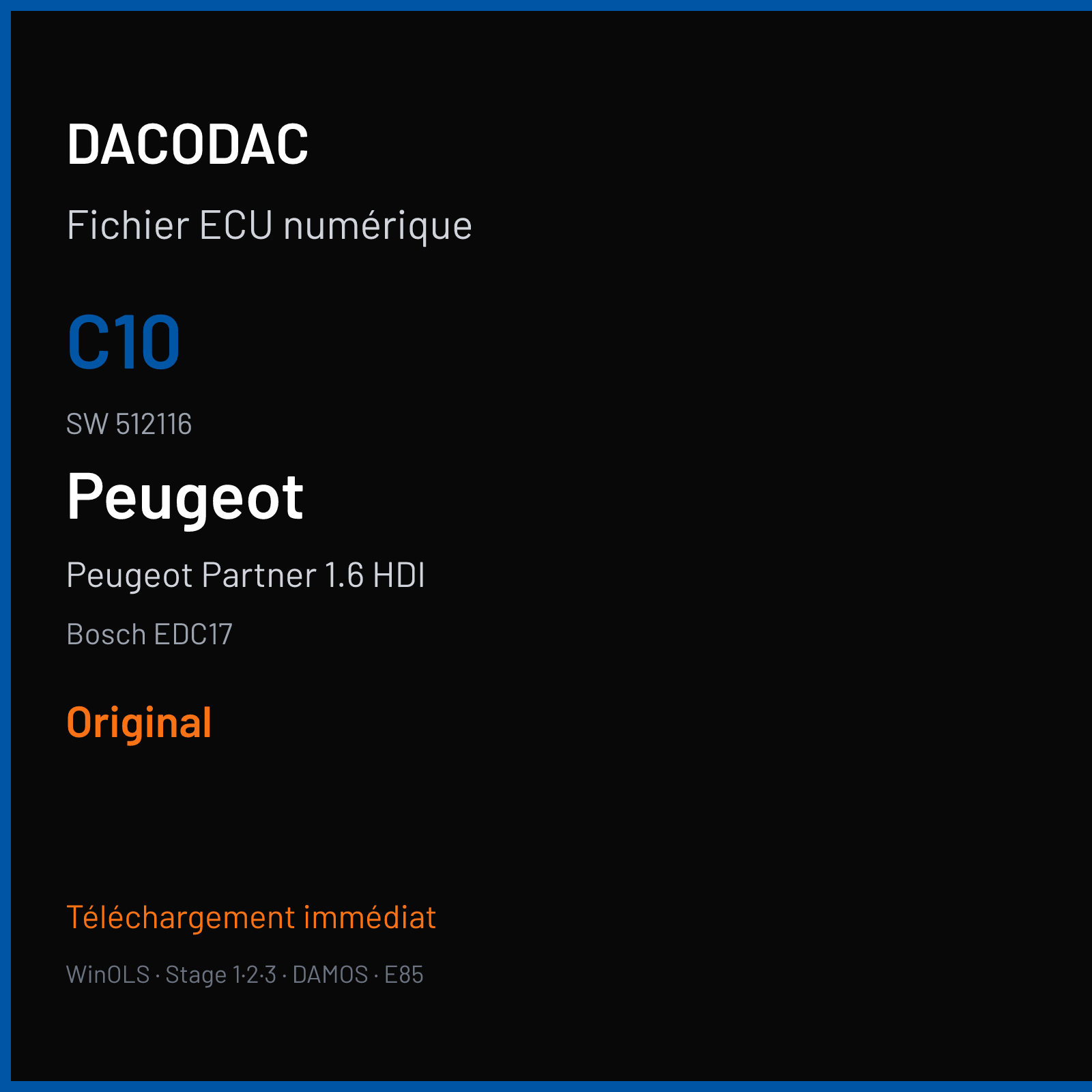 Peugeot Partner 1.6 HDI (2011) — Bosch EDC17 — C10 · 512116 — Original
