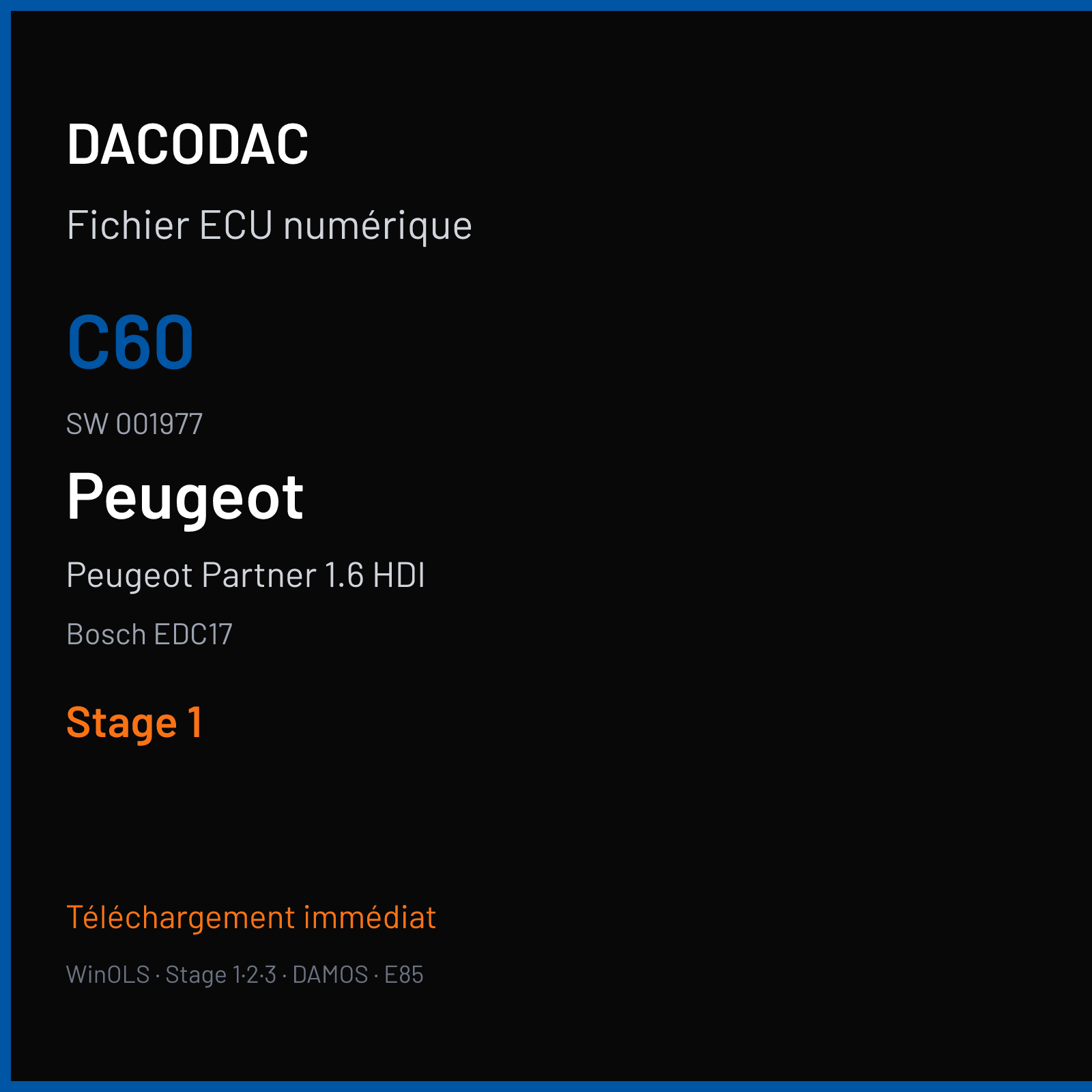 Peugeot Partner 1.6 HDI (2015) — Bosch EDC17 — C60 · 001977 — Stage 1