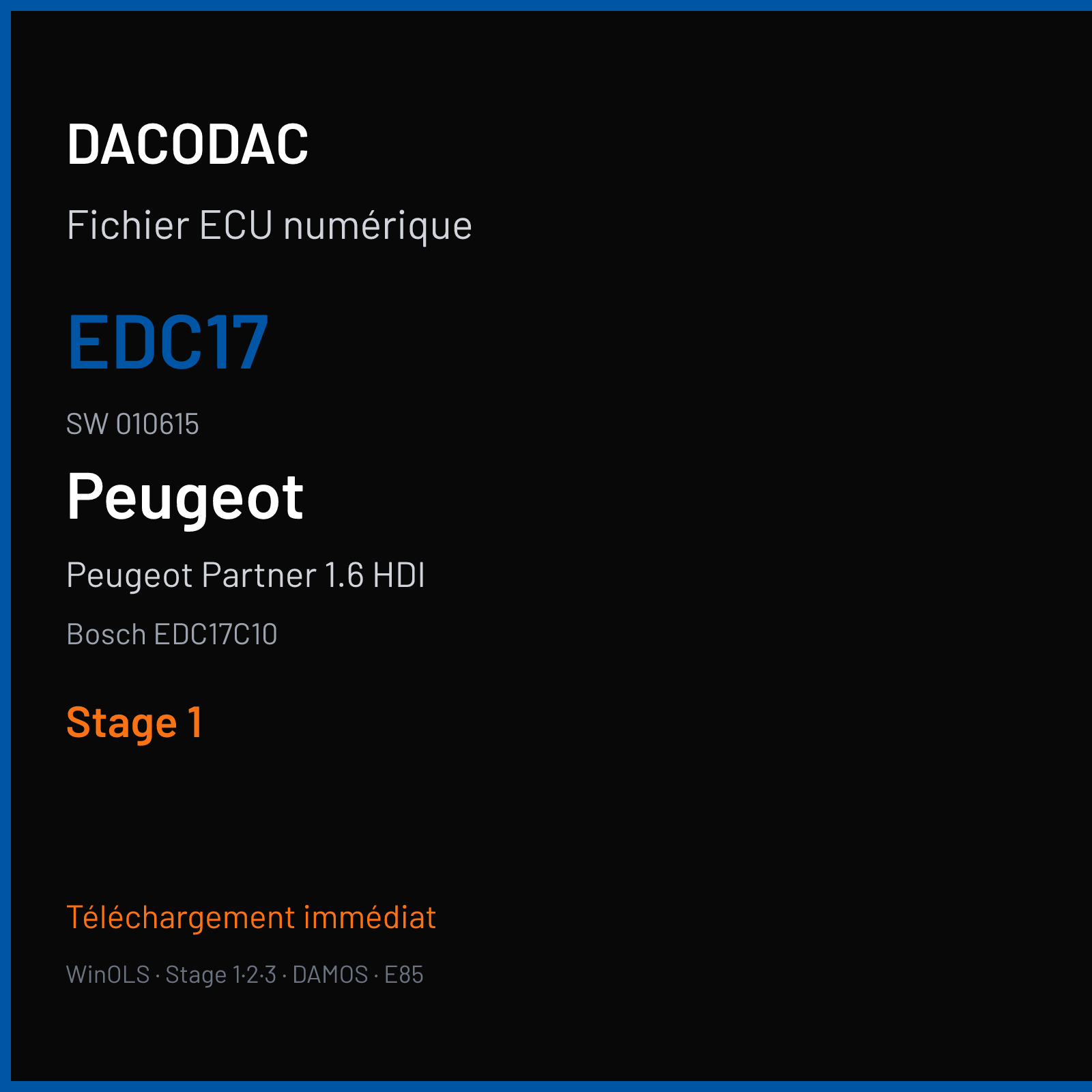 Peugeot Partner 1.6 HDI (2010) — Bosch EDC17C10 — EDC17 · 010615 — Stage 1