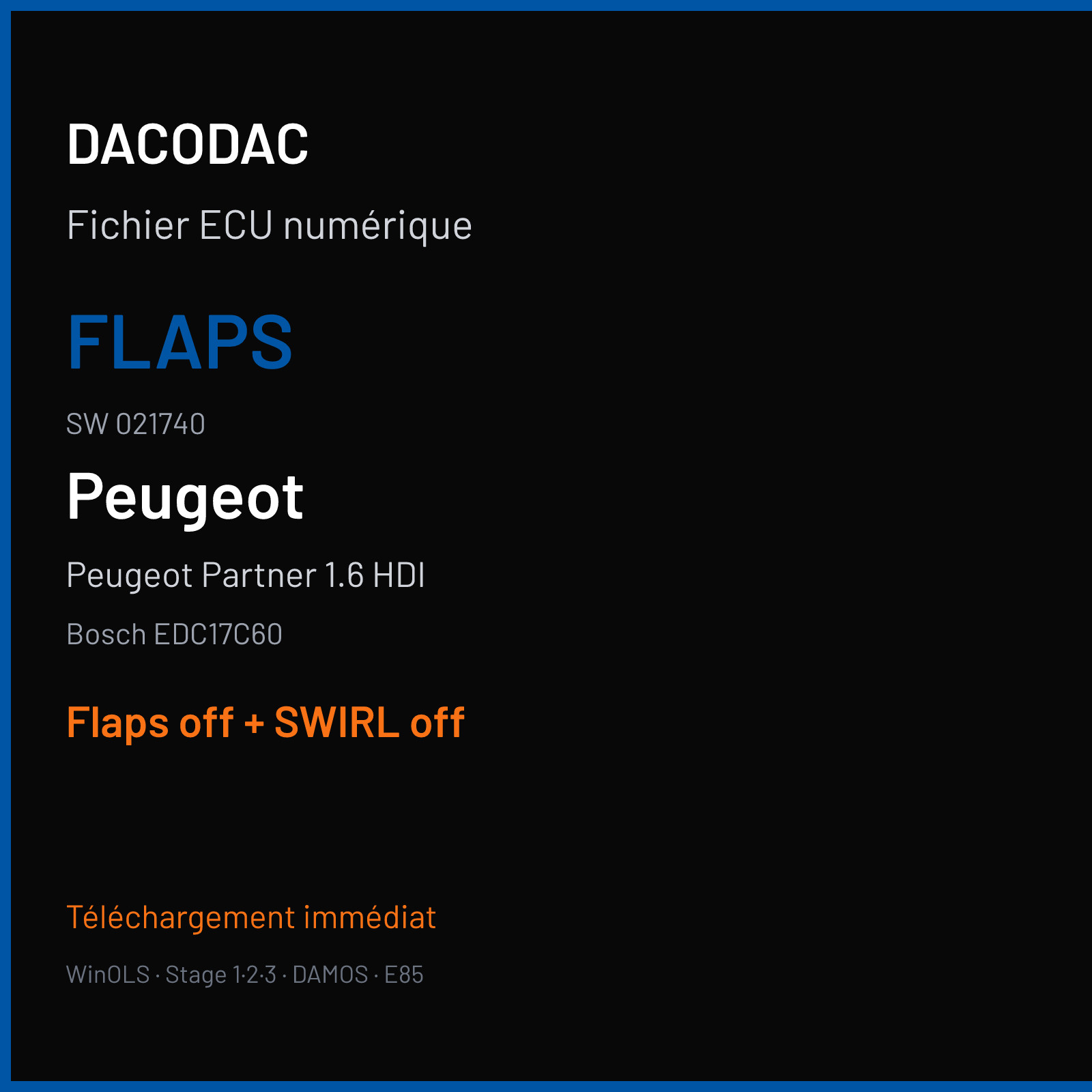Peugeot Partner 1.6 HDI — Bosch EDC17C60 — 021740 — Flaps off + SWIRL off