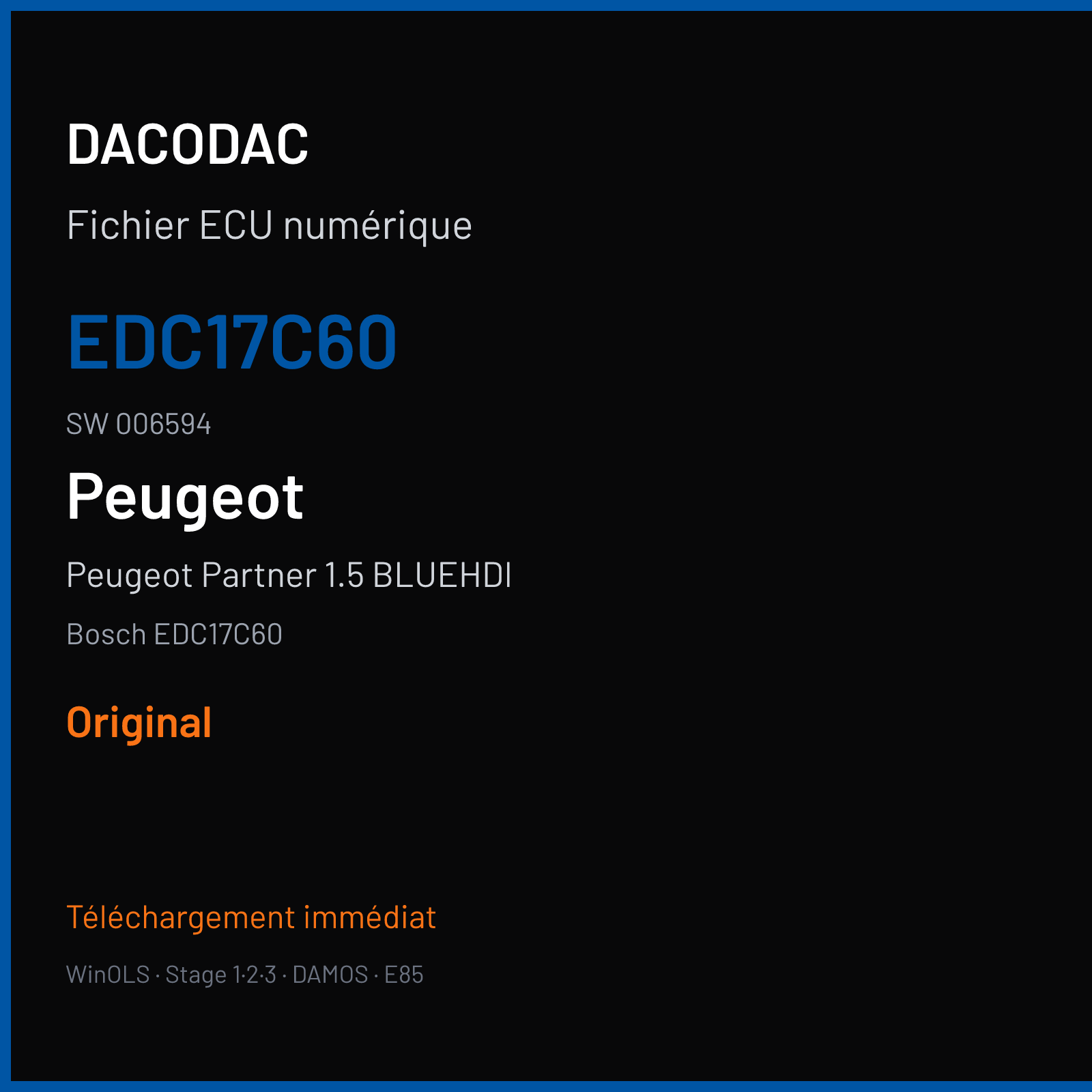 Peugeot Partner 1.5 BLUEHDI (2016) — Bosch EDC17C60 — EDC17C60 · 006594 — Original