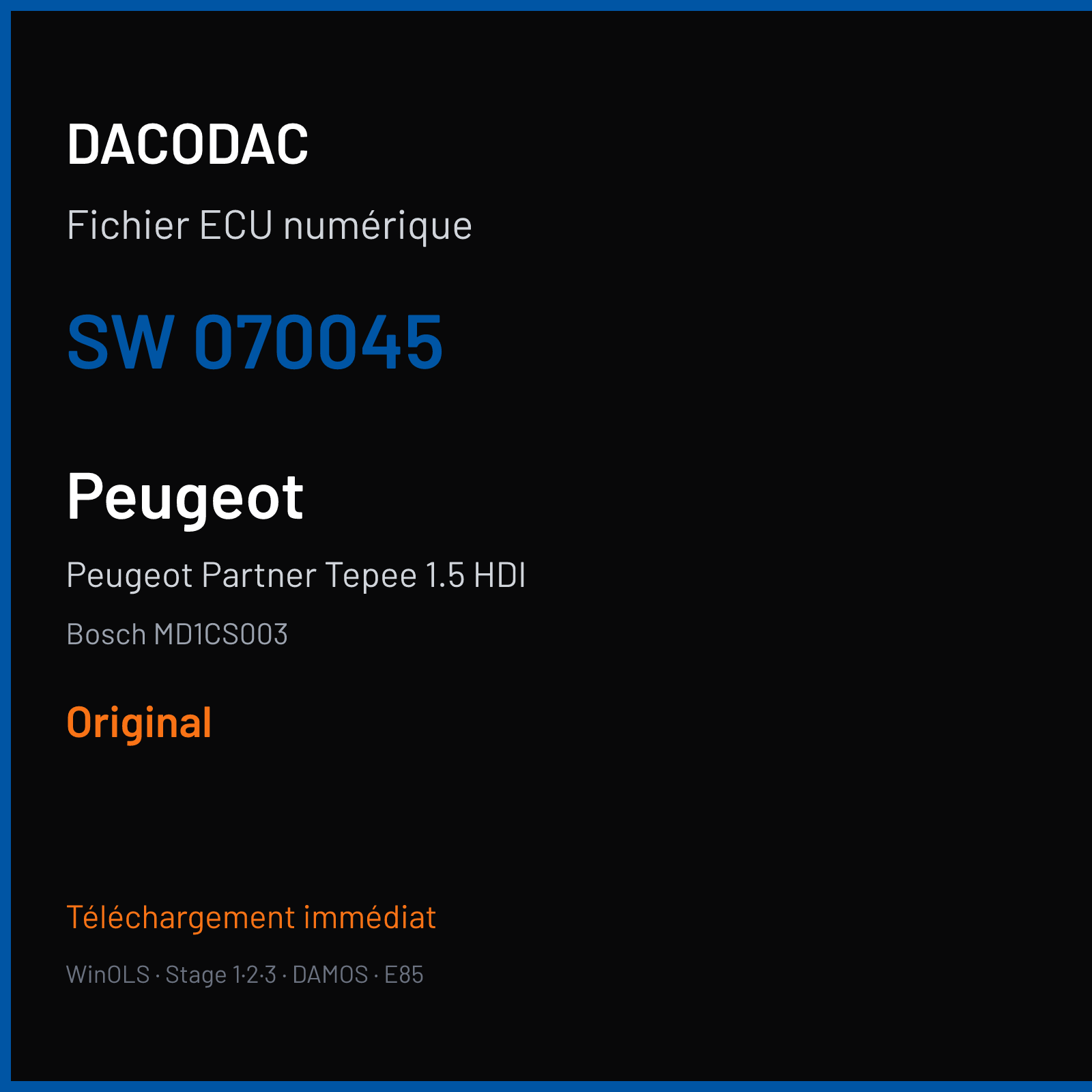 Peugeot Partner Tepee 1.5 HDI — Bosch MD1CS003 — 070045 — Original
