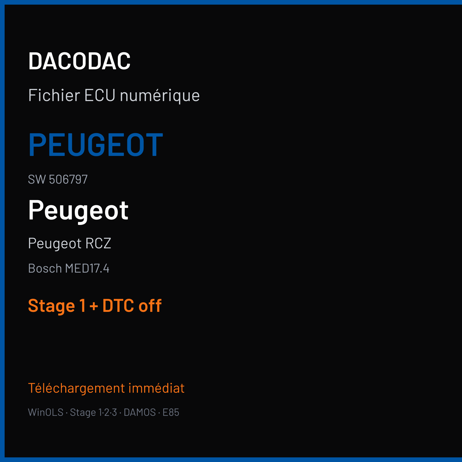 Peugeot RCZ (2011) — Bosch MED17.4 — PEUGEOT · 506797 — Stage 1 + DTC off