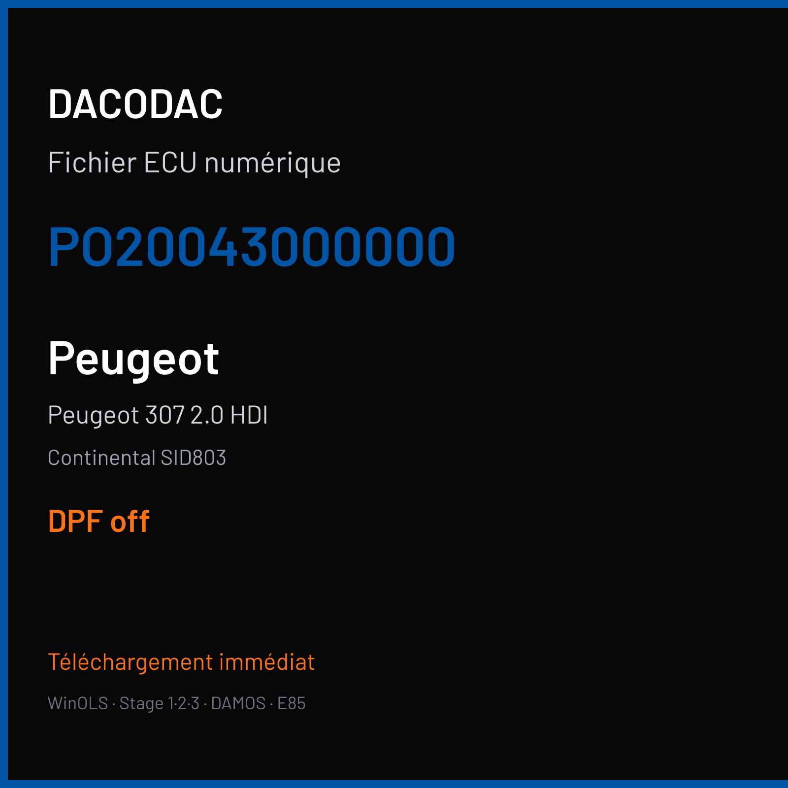 Peugeot 307 2.0 HDI (2007) — Continental SID803 — PO20043000000 — DPF off