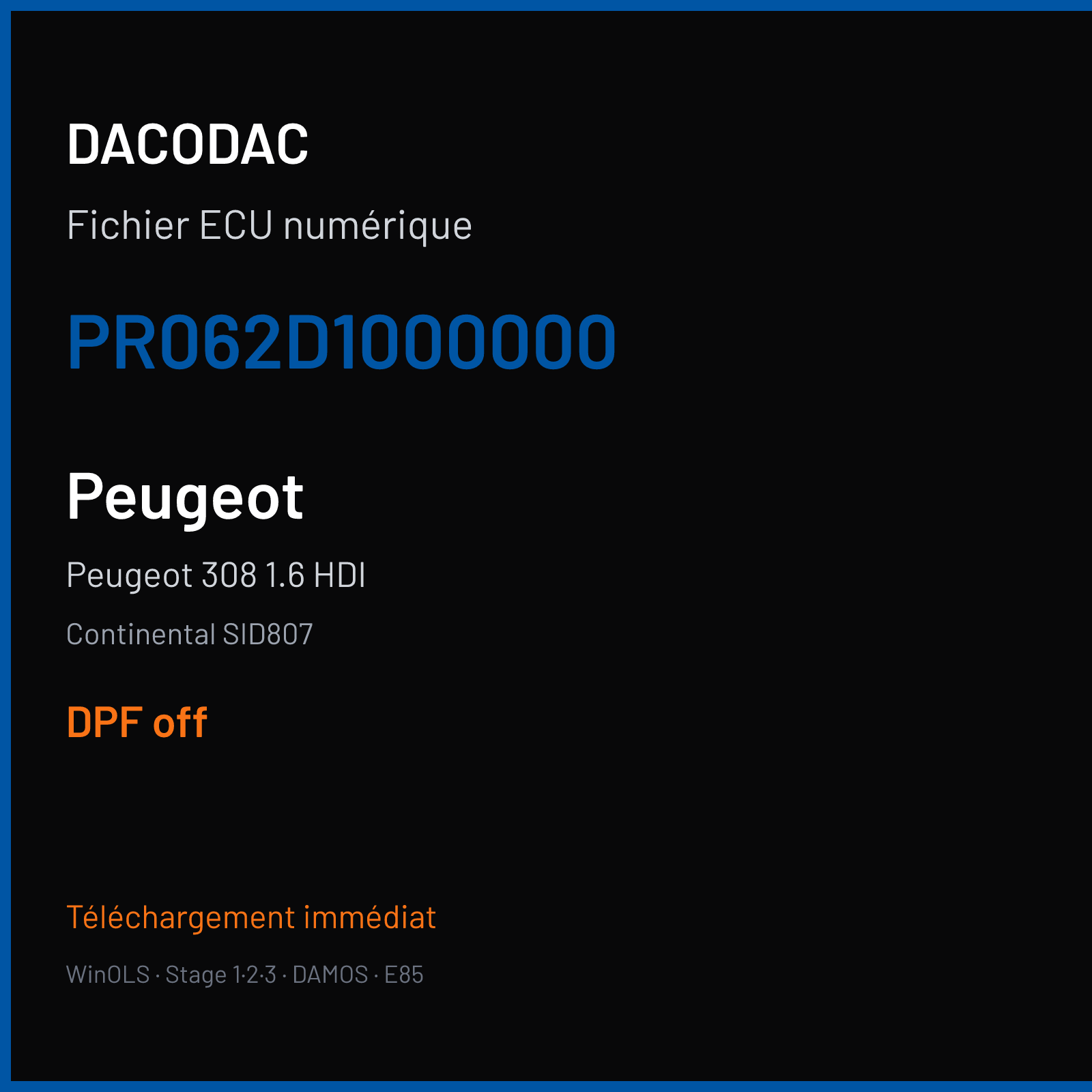 Peugeot 308 1.6 HDI — Continental SID807 — PR062D1000000 — DPF off