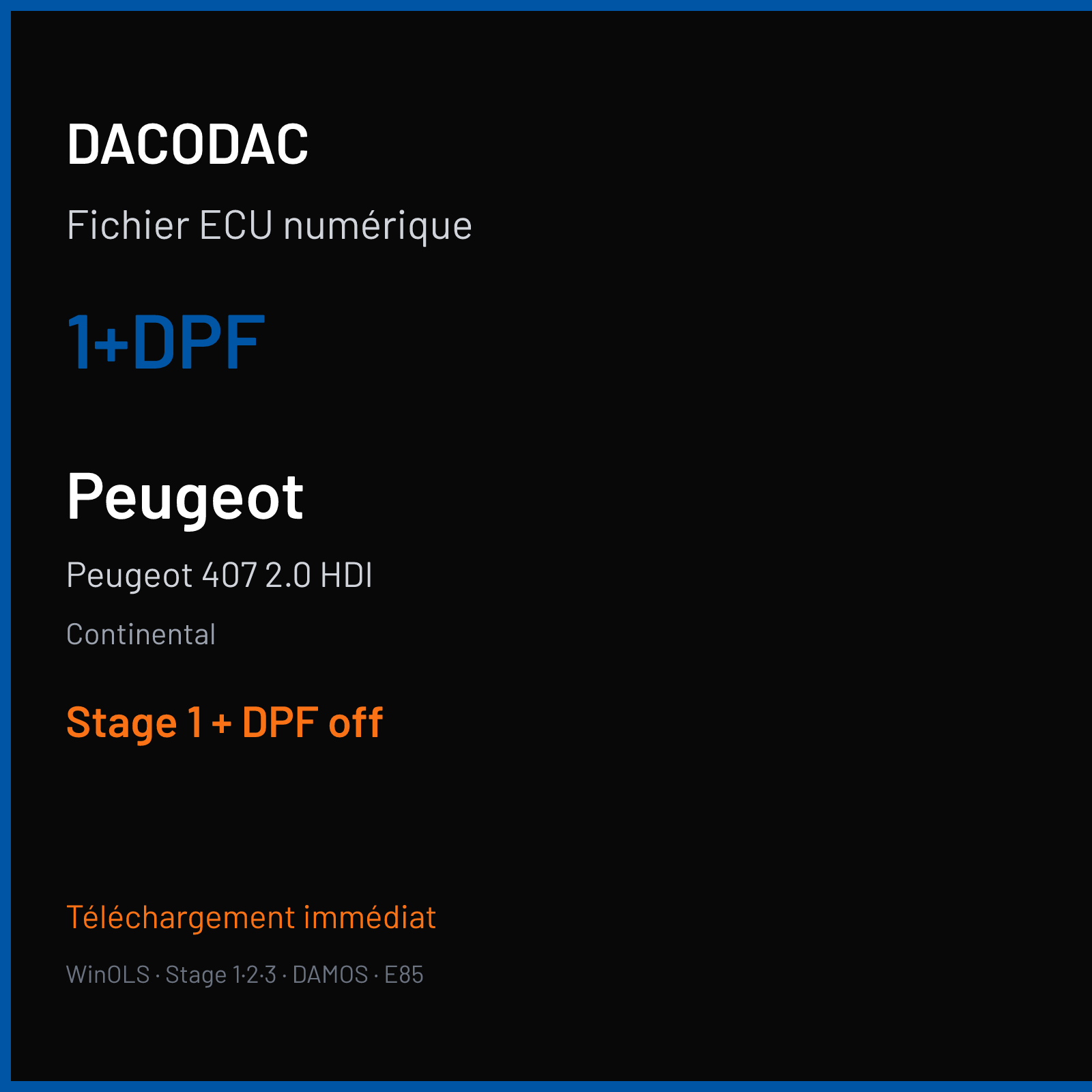 Peugeot 407 2.0 HDI (2007) — Continental — 1+DPF — Stage 1 + DPF off