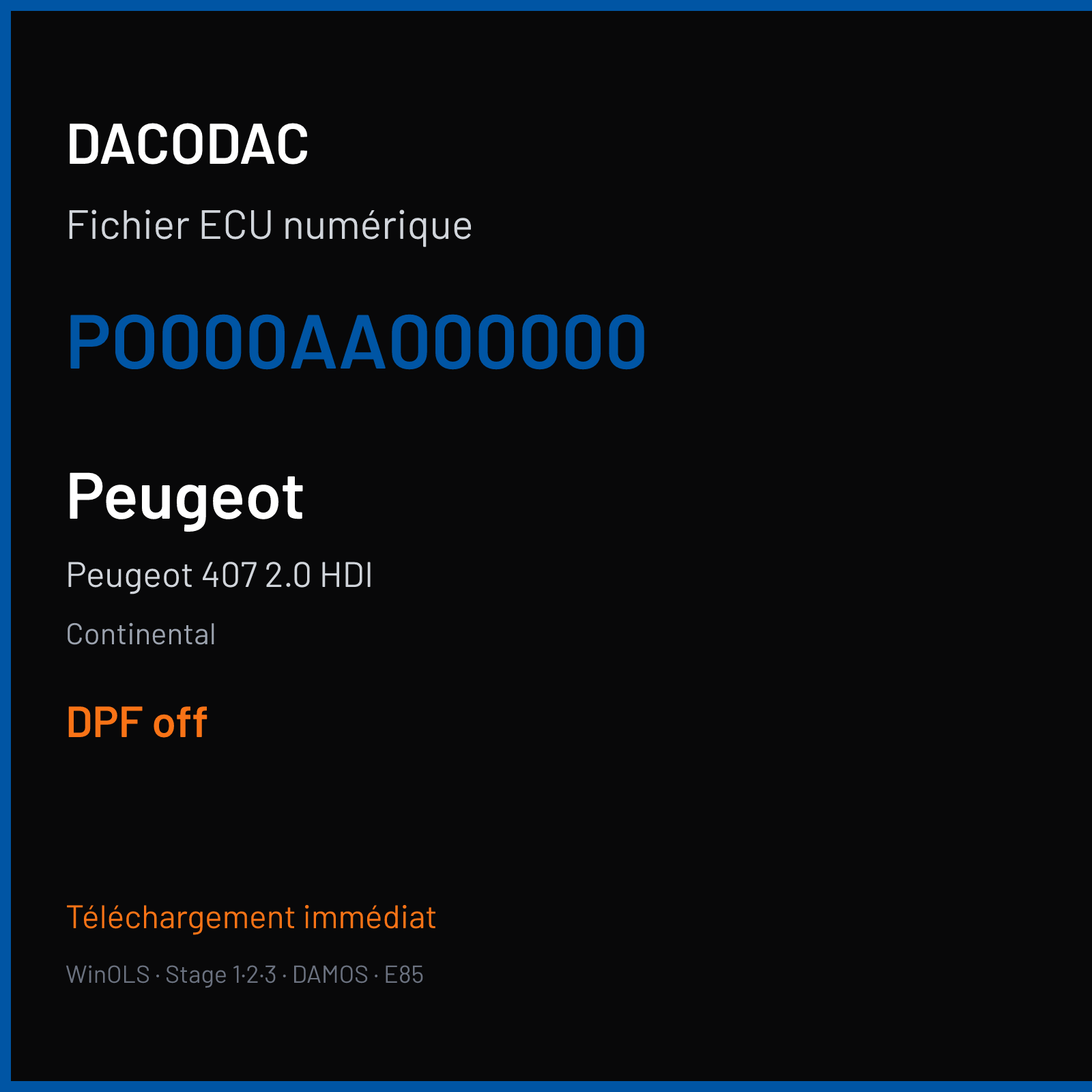 Peugeot 407 2.0 HDI (2007) — Continental — PO000AA000000 — DPF off