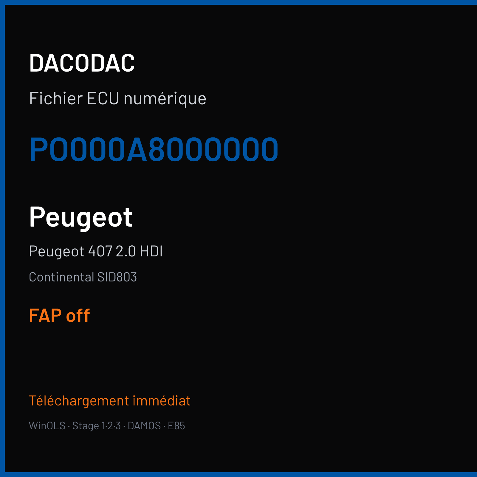 Peugeot 407 2.0 HDI (2005) — Continental SID803 — PO000A8000000 — FAP off