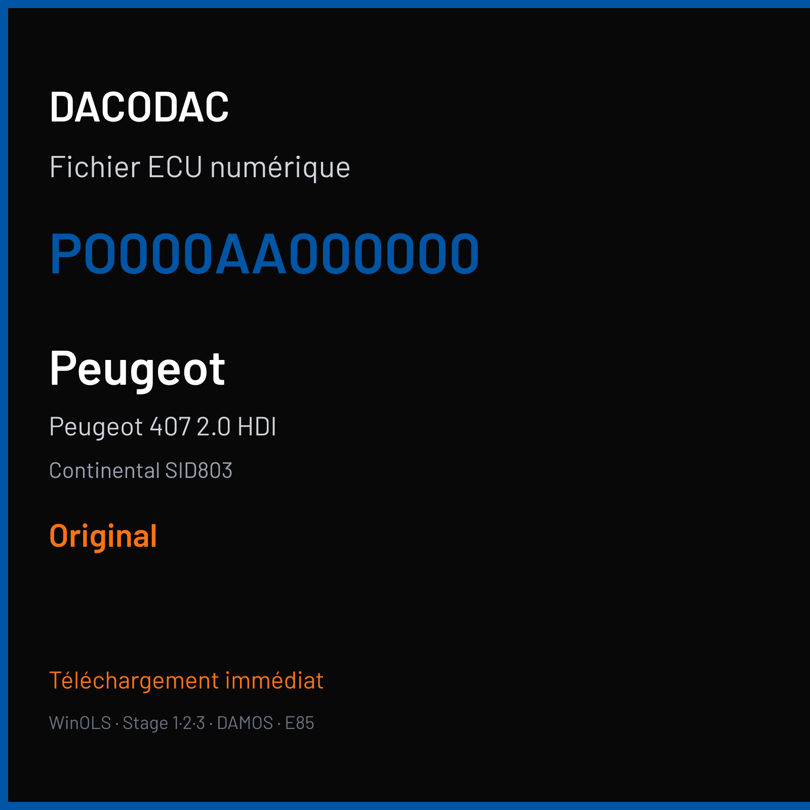 Peugeot 407 2.0 HDI (2005) — Continental SID803 — PO000AA000000 — Original