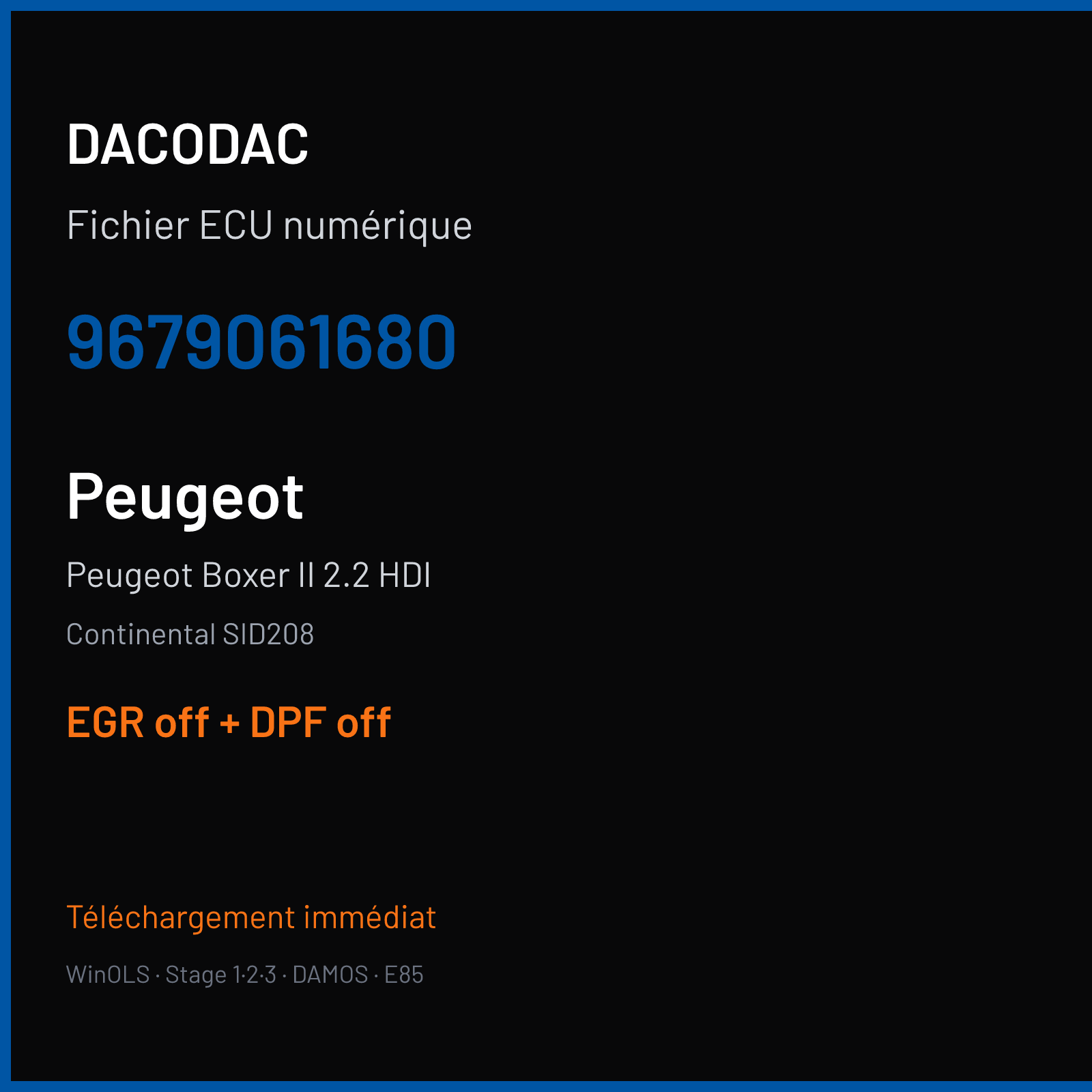 Peugeot Boxer II 2.2 HDI (2012) — Continental SID208 — 9679061680 — EGR off + DPF off