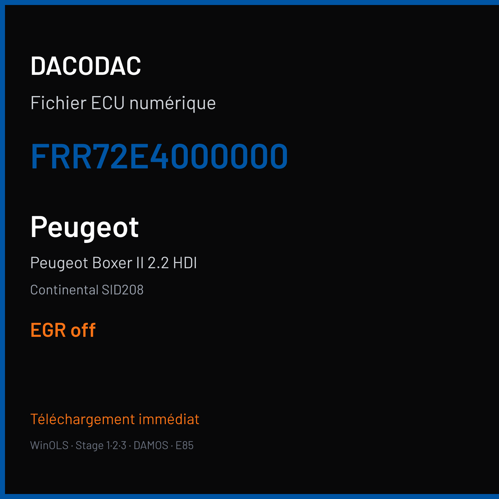 Peugeot Boxer II 2.2 HDI (2013) — Continental SID208 — FRR72E4000000 — EGR off
