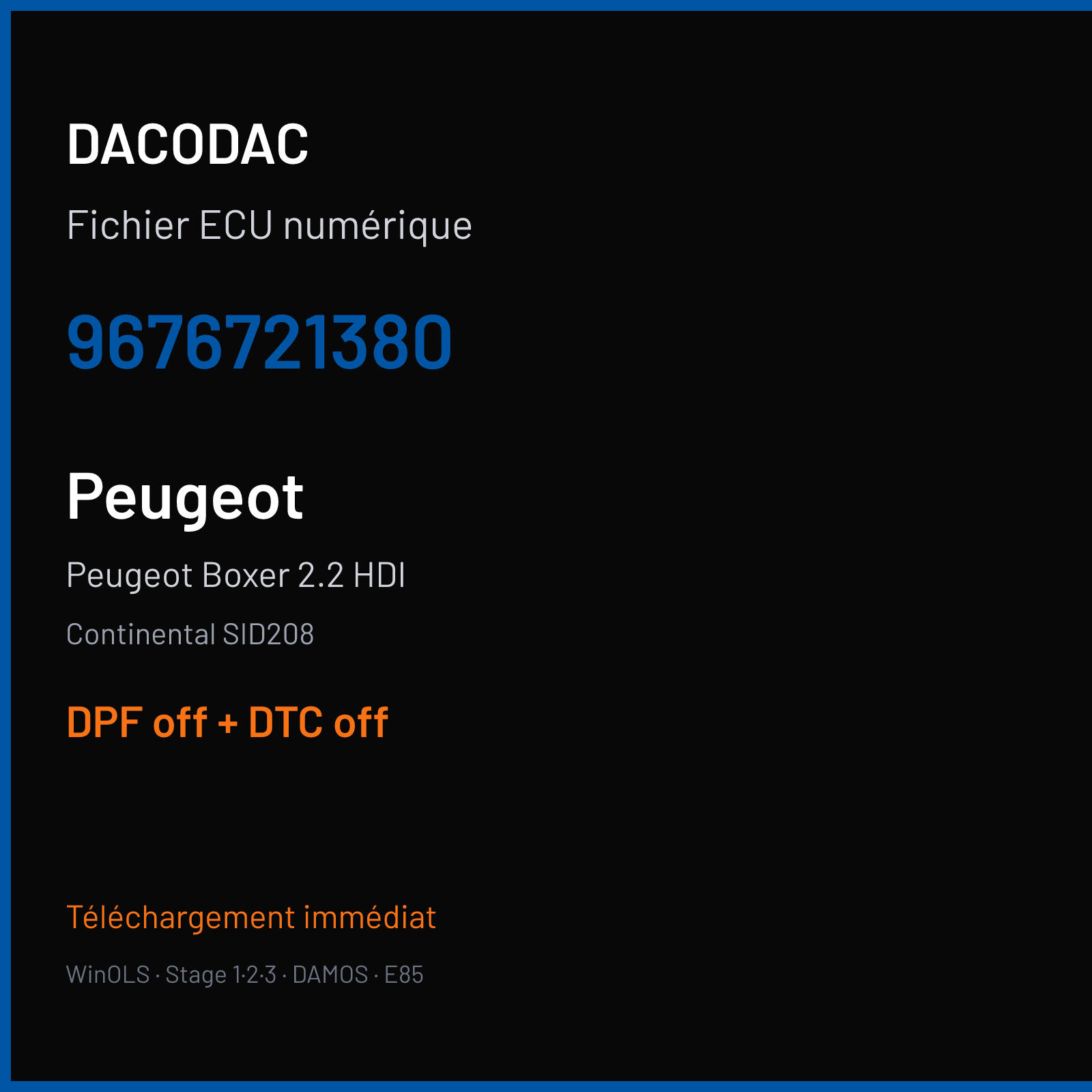 Peugeot Boxer 2.2 HDI (2015) — Continental SID208 — 9676721380 — DPF off + DTC off