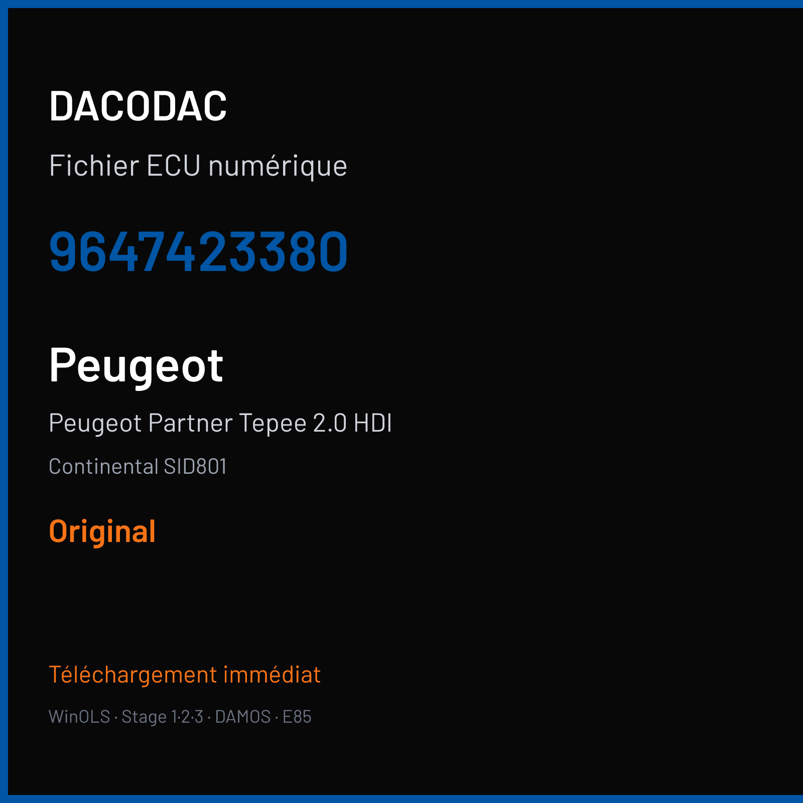 Peugeot Partner Tepee 2.0 HDI (2005) — Continental SID801 — 9647423380 — Original