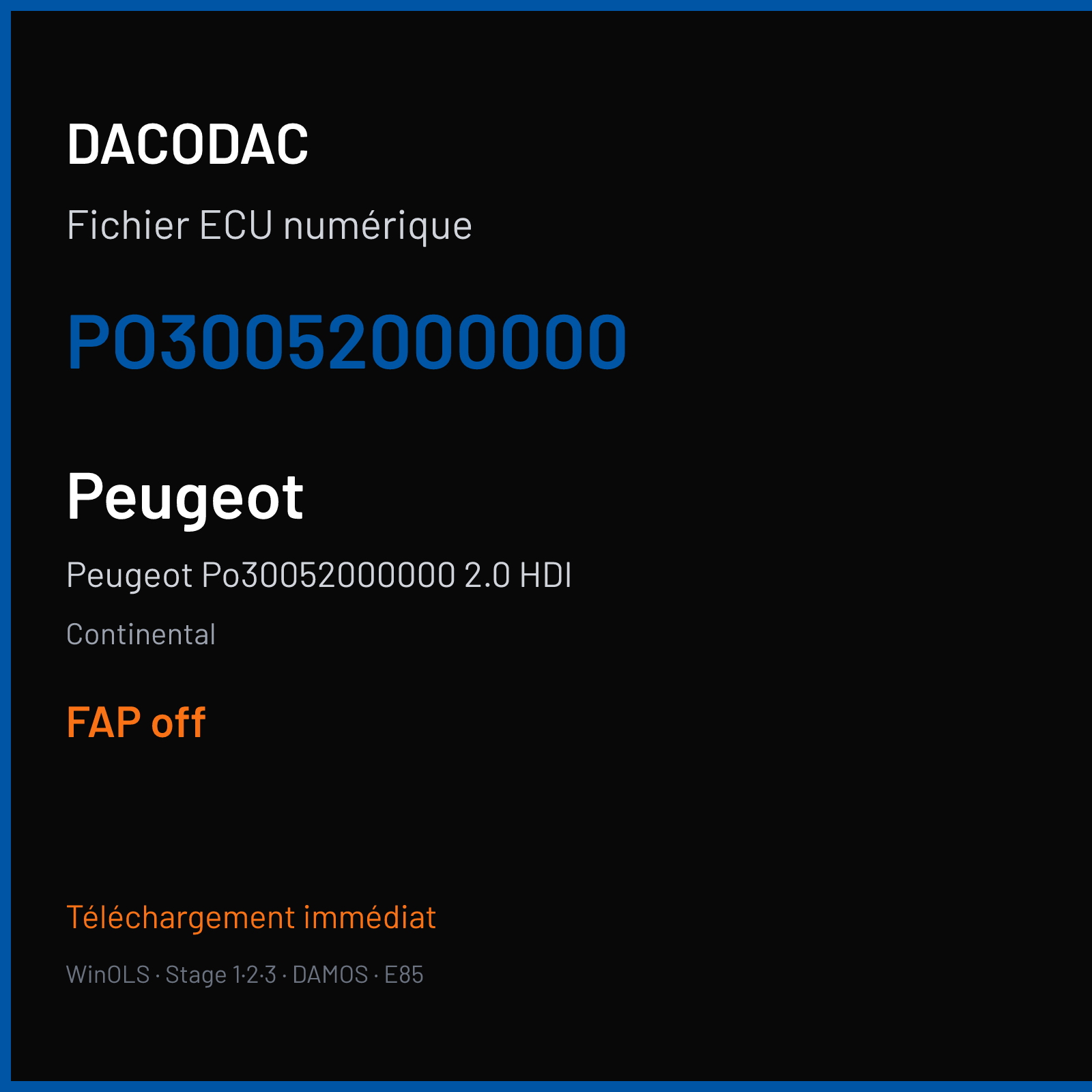 Peugeot Po30052000000 2.0 HDI — Continental — PO30052000000 — FAP off