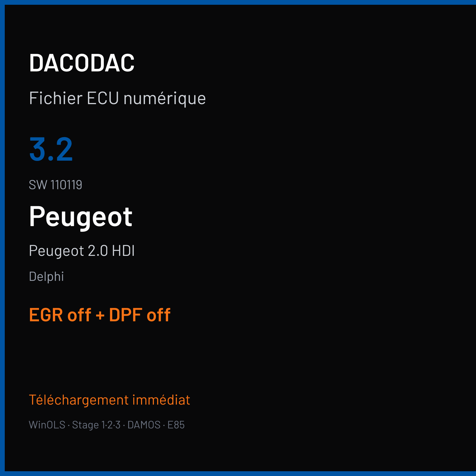 Peugeot 2.0 HDI (2011) — Delphi — 3.2 · 110119 — EGR off + DPF off