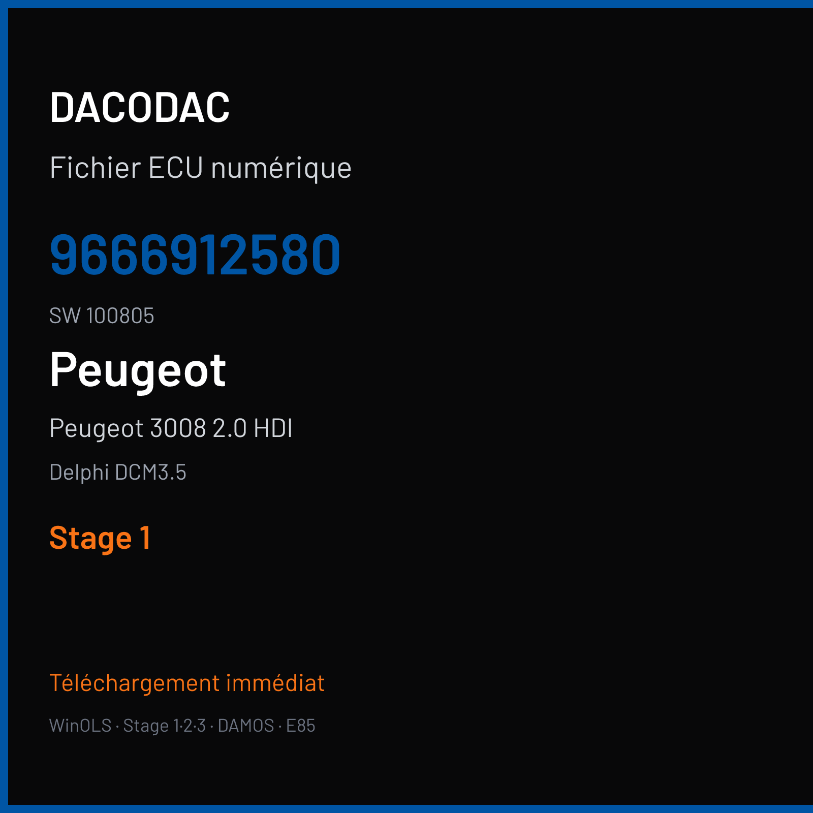 Peugeot 3008 2.0 HDI (2011) — Delphi DCM3.5 — 9666912580 · 100805 — Stage 1