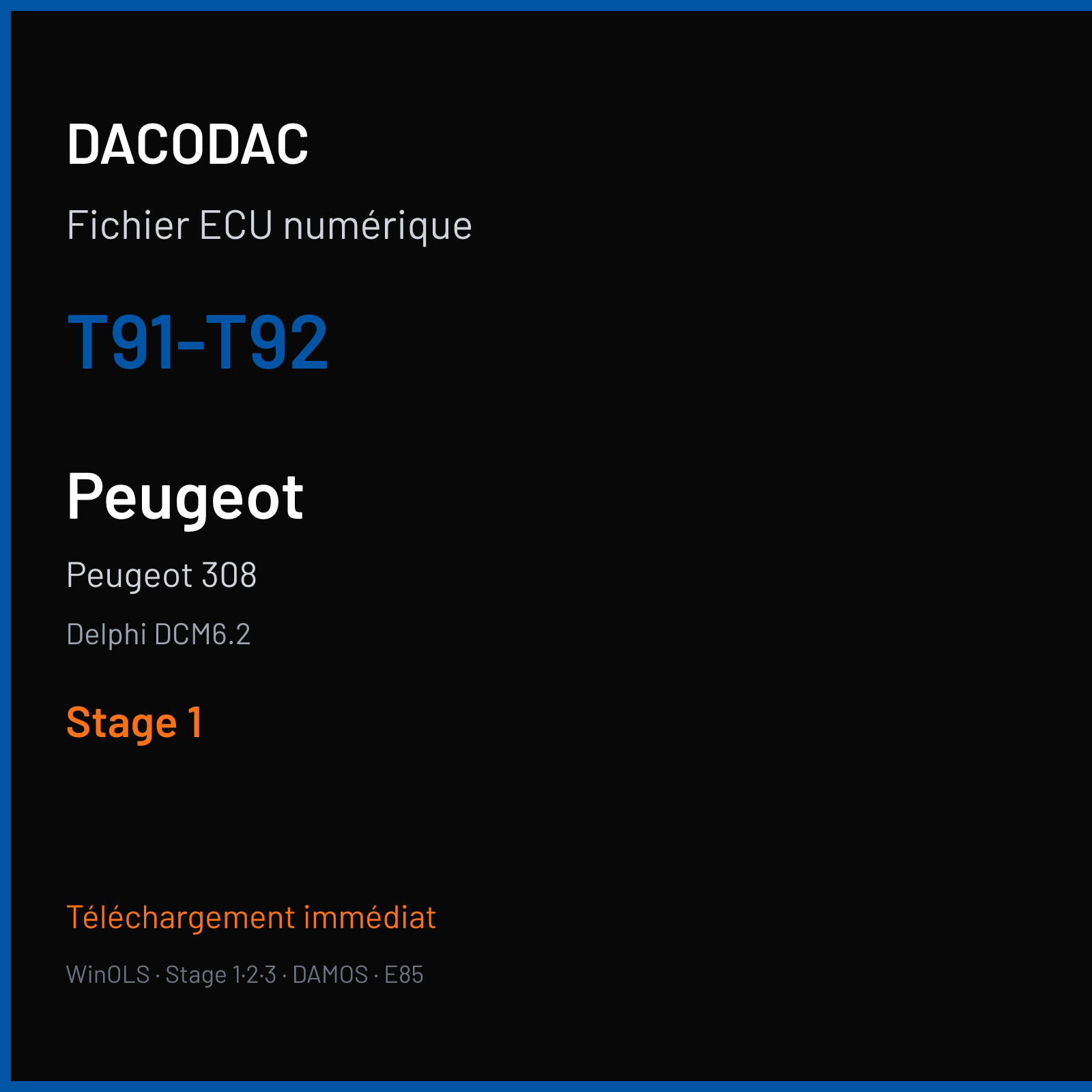 Peugeot 308 — Delphi DCM6.2 — T91-T92 — Stage 1